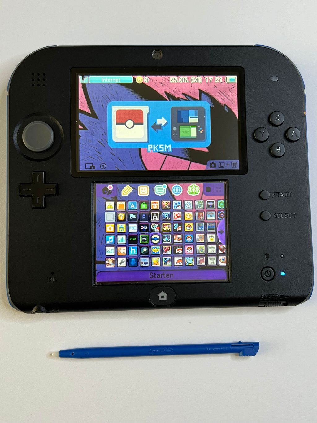 Nintendo 2DS Konsole schwarz blau mit 128GB, Pokemon Bank, Poke Mover & vielen Extras