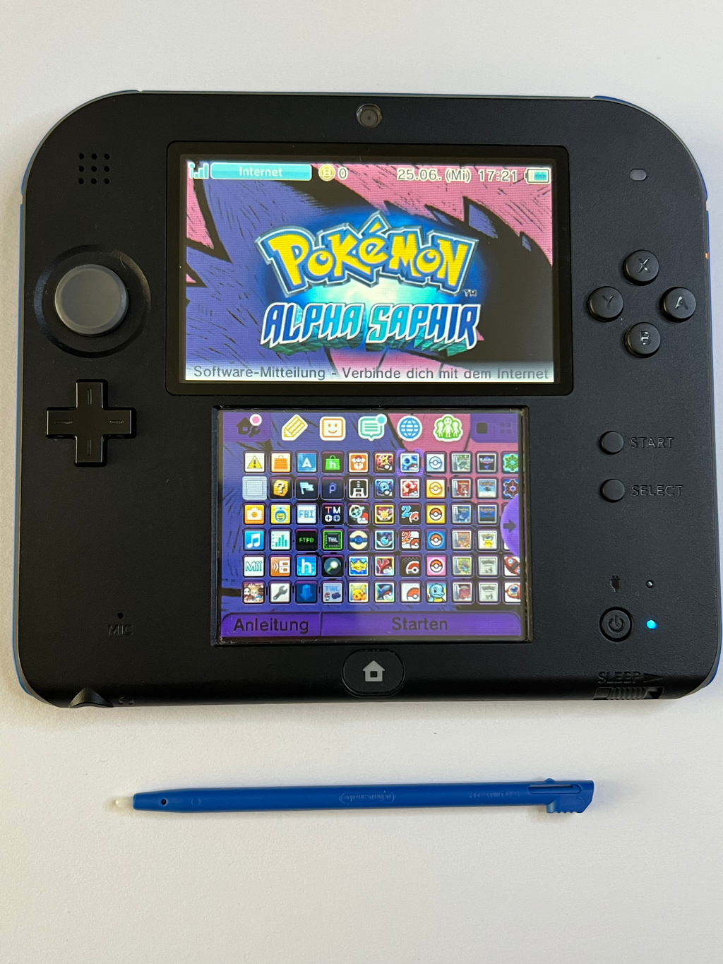 Nintendo 2DS Konsole schwarz blau mit 128GB, Pokemon Bank, Poke Mover & vielen Extras