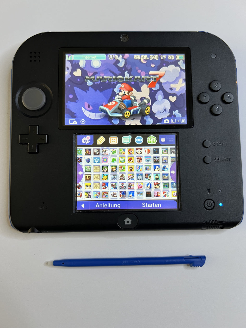 Nintendo 2DS Konsole schwarz blau mit 128GB, Pokemon Bank, Poke Mover & vielen Extras