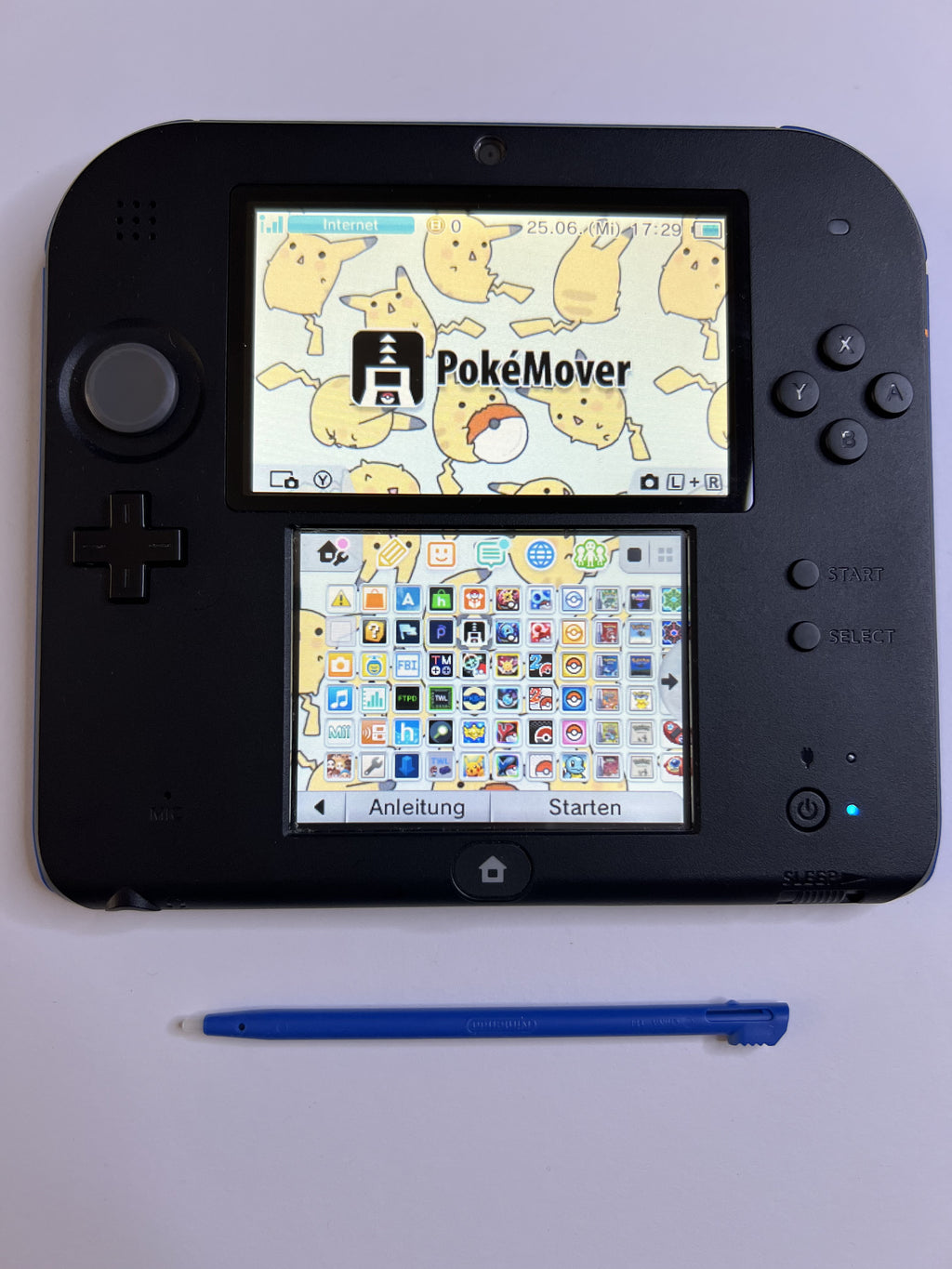 Nintendo 2DS Konsole schwarz blau mit 128GB, Pokemon Bank, Poke Mover & vielen Extras