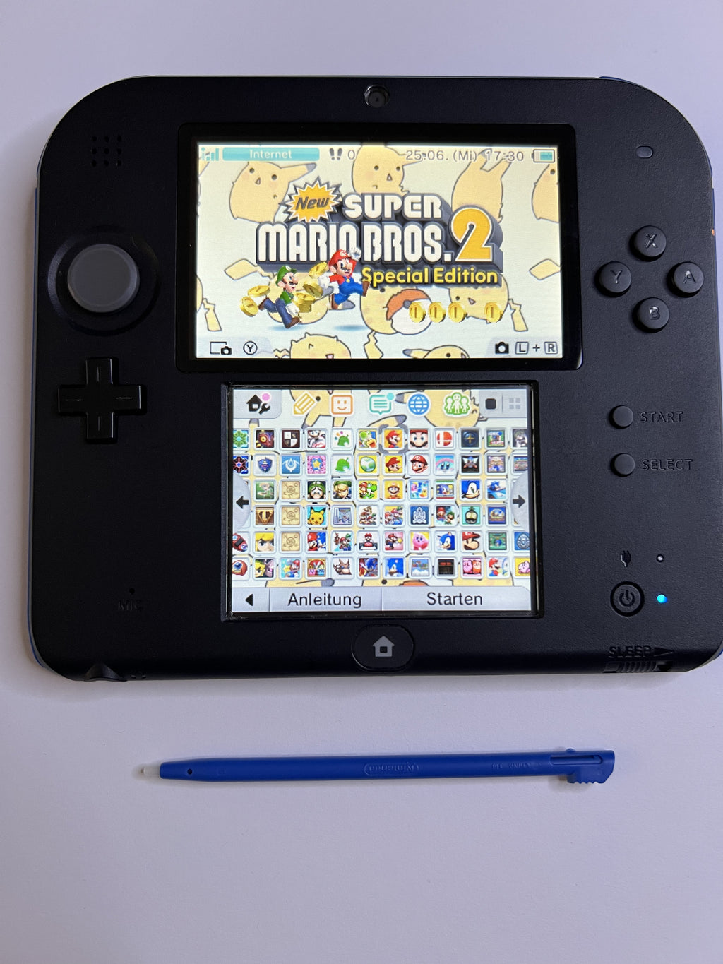 Nintendo 2DS Konsole schwarz blau mit 128GB, Pokemon Bank, Poke Mover & vielen Extras