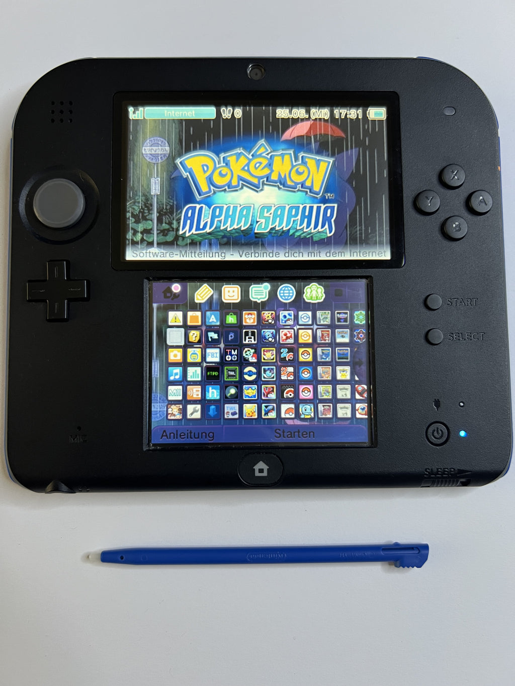 Nintendo 2DS Konsole schwarz blau mit 128GB, Pokemon Bank, Poke Mover & vielen Extras