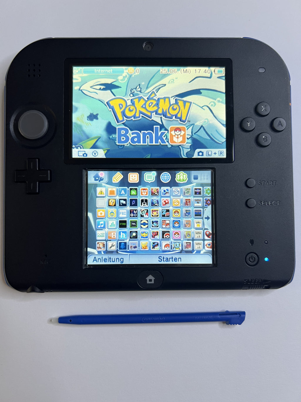 Nintendo 2DS Konsole schwarz blau mit 128GB, Pokemon Bank, Poke Mover & vielen Extras