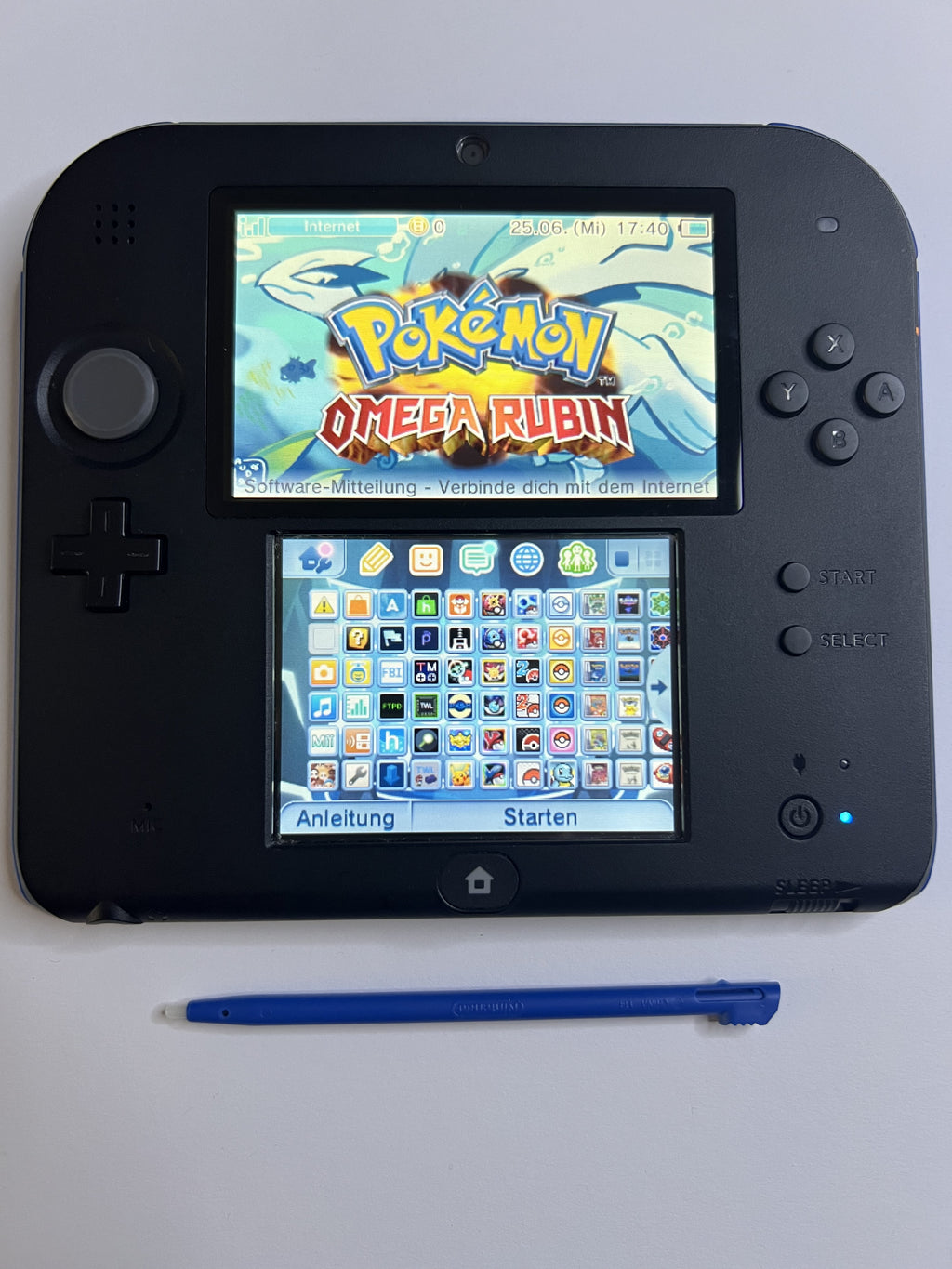 Nintendo 2DS Konsole schwarz blau mit 128GB, Pokemon Bank, Poke Mover & vielen Extras