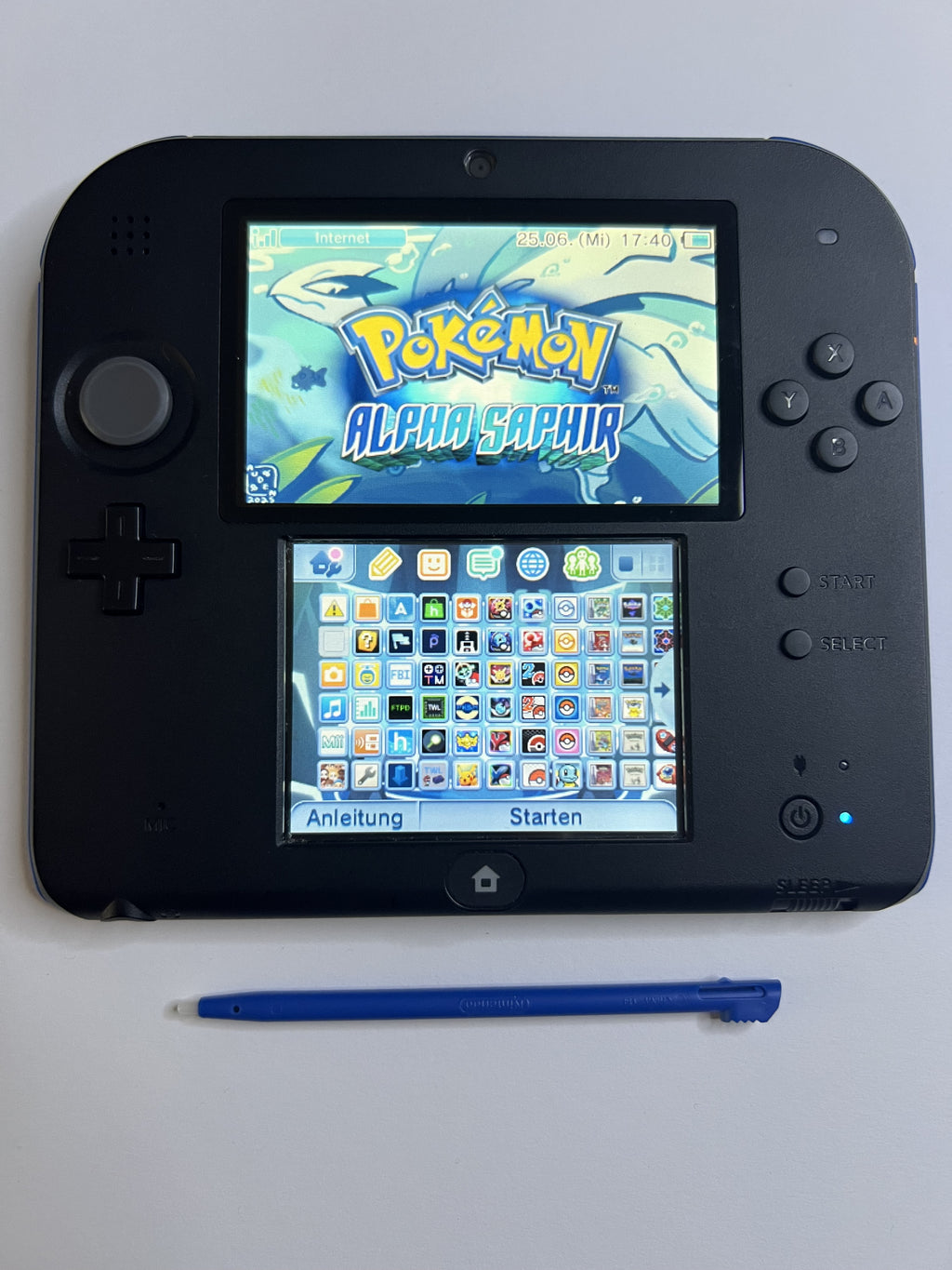 Nintendo 2DS Konsole schwarz blau mit 128GB, Pokemon Bank, Poke Mover & vielen Extras