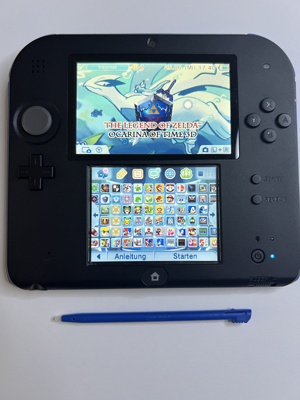 Nintendo 2DS Konsole schwarz blau mit 128GB, Pokemon Bank, Poke Mover & vielen Extras