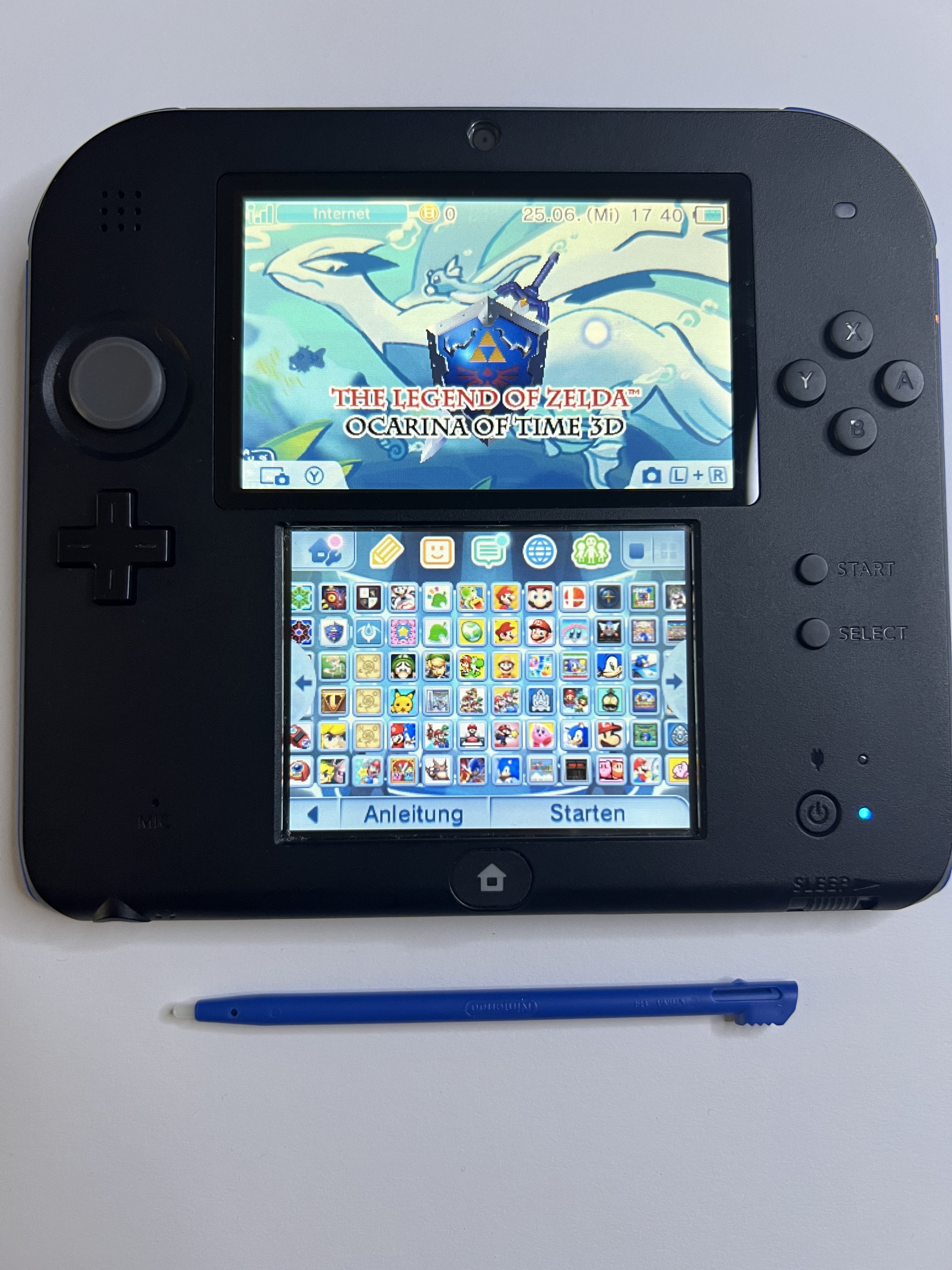 Nintendo 2DS Konsole schwarz blau mit 128GB, Pokemon Bank, Poke Mover & vielen Extras