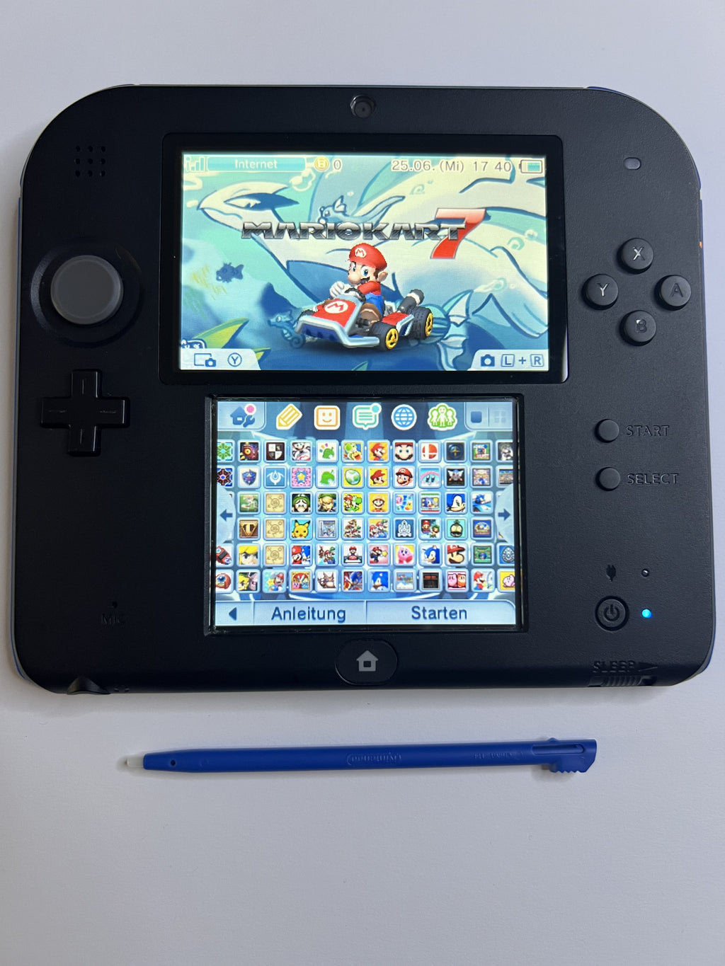 Nintendo 2DS Konsole schwarz blau mit 128GB, Pokemon Bank, Poke Mover & vielen Extras
