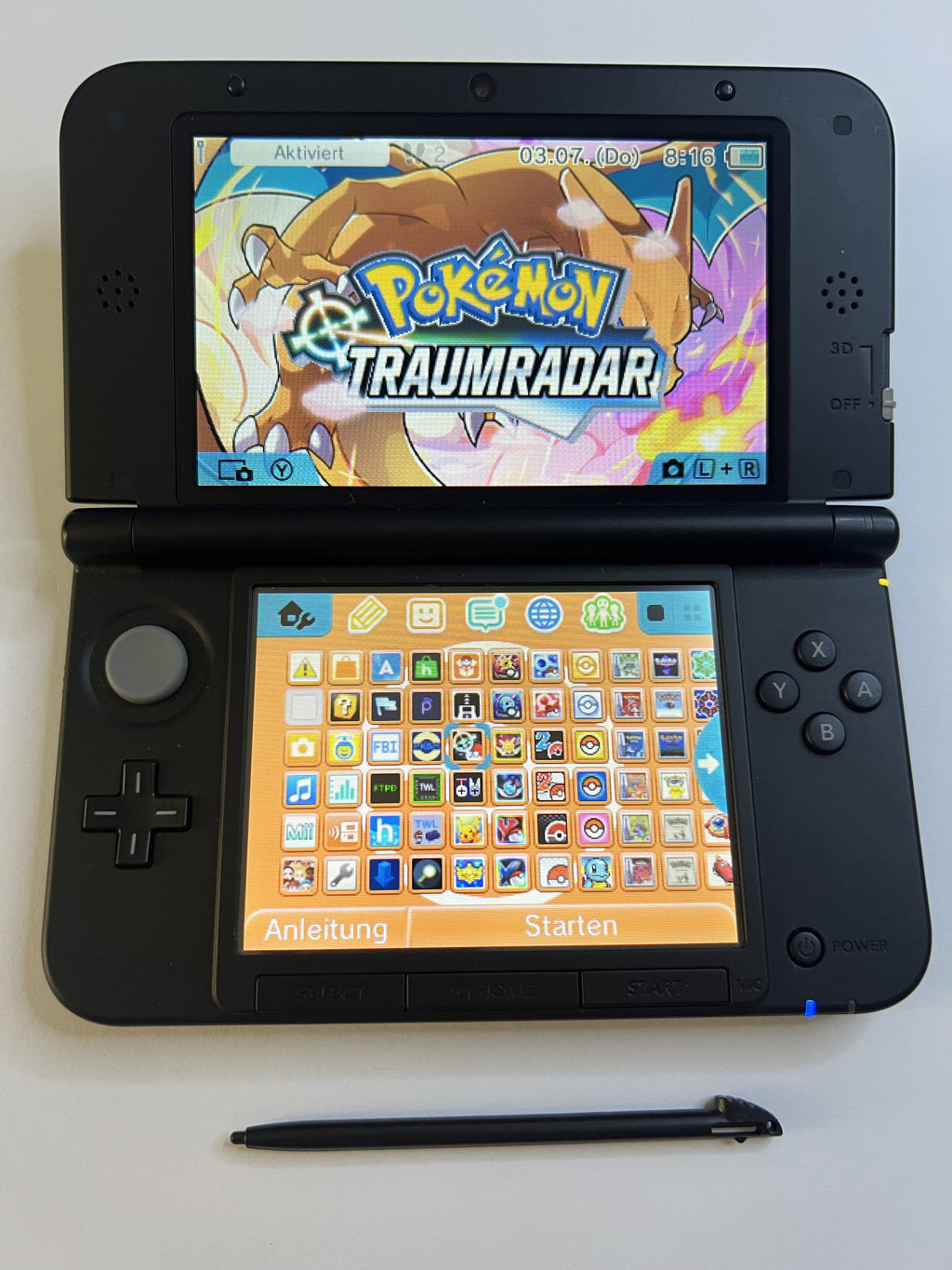 Nintendo 3DS XL Konsole Glurak Edition mit 128GB, Pokemon Bank, Poke Mover & vielen Extras