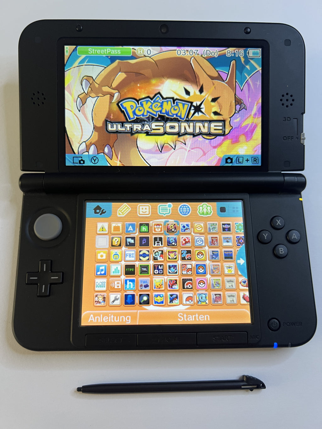 Nintendo 3DS XL Konsole Glurak Edition mit 128GB, Pokemon Bank, Poke Mover & vielen Extras