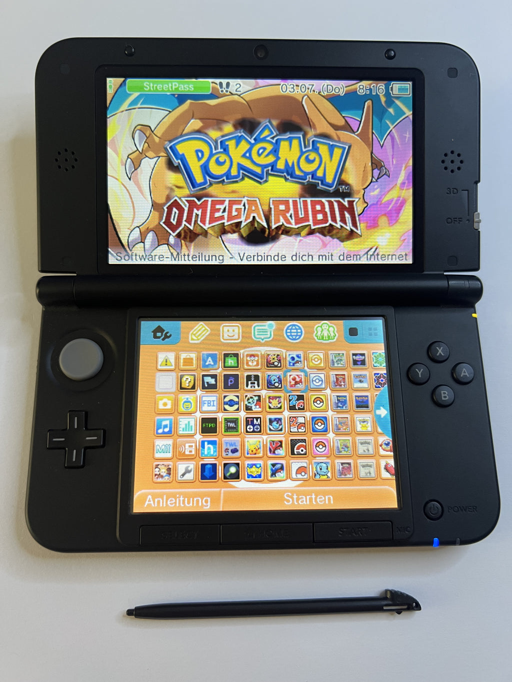 Nintendo 3DS XL Konsole Glurak Edition mit 128GB, Pokemon Bank, Poke Mover & vielen Extras