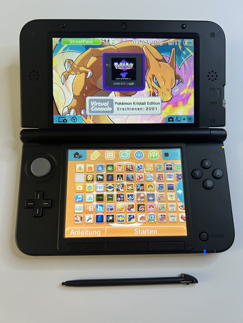 Nintendo 3DS XL Konsole Glurak Edition mit 128GB, Pokemon Bank, Poke Mover & vielen Extras