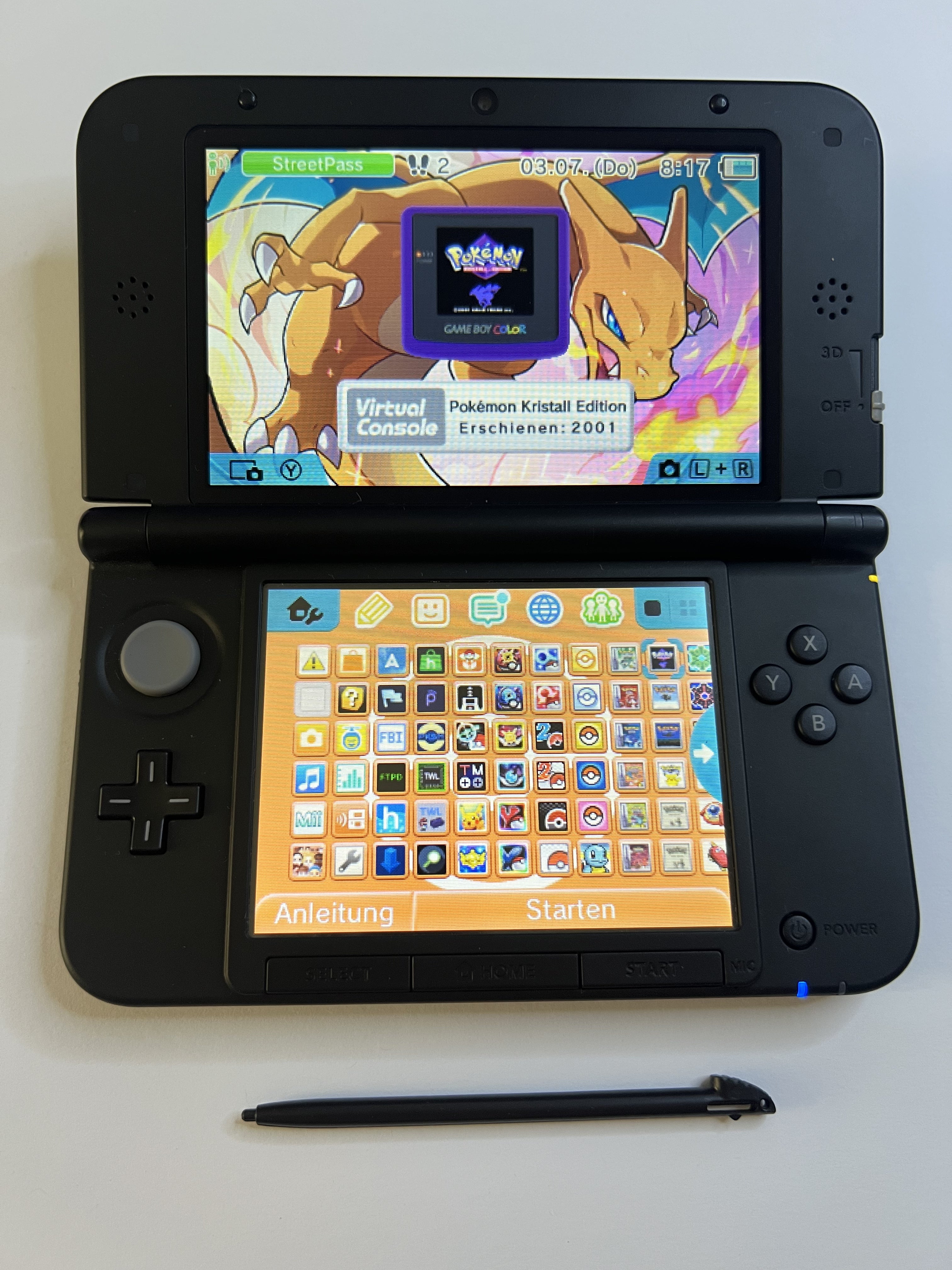 Nintendo 3DS XL Konsole Glurak Edition mit 128GB, Pokemon Bank, Poke Mover & vielen Extras