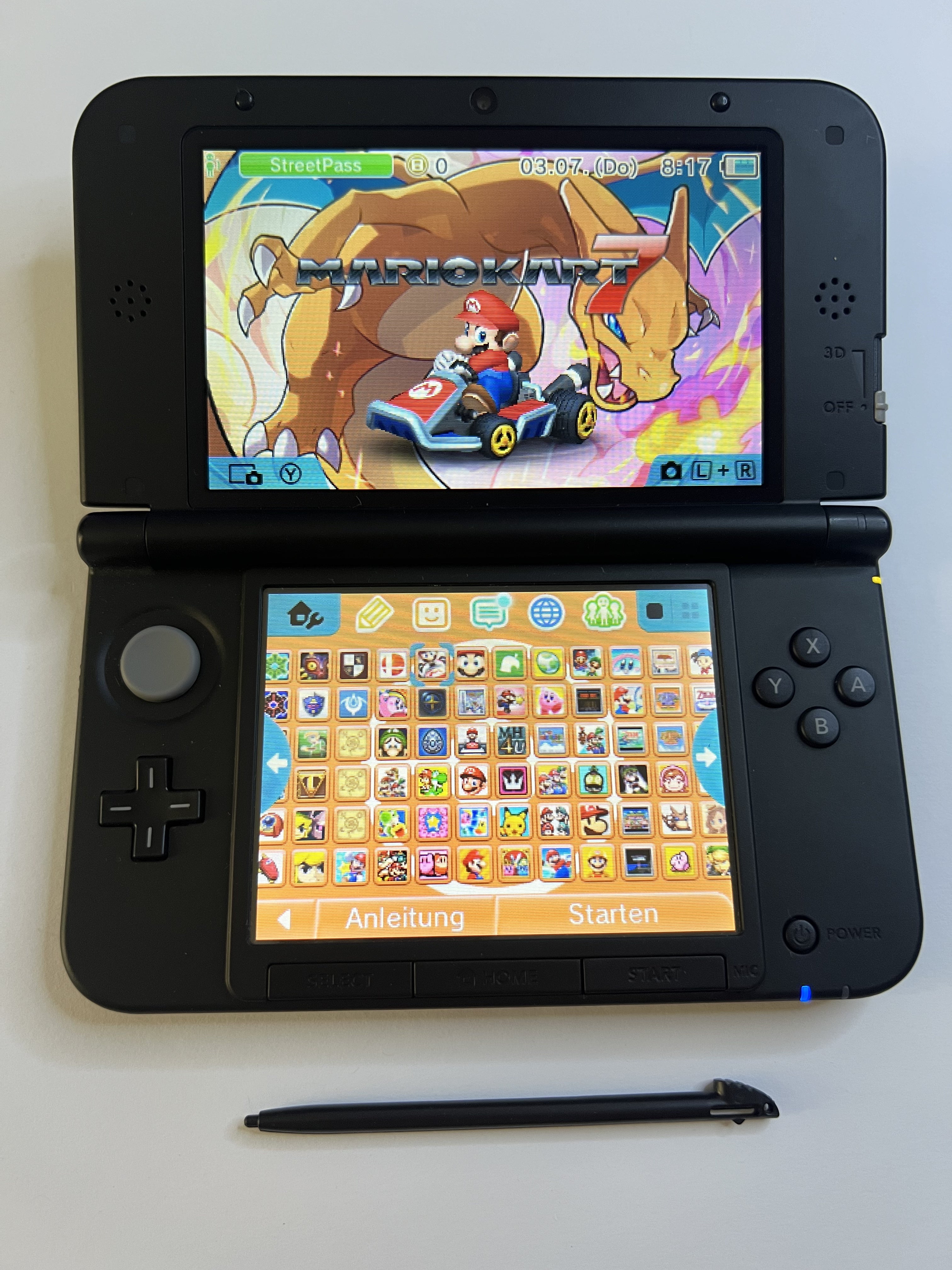 Nintendo 3DS XL Konsole Glurak Edition mit 128GB, Pokemon Bank, Poke Mover & vielen Extras