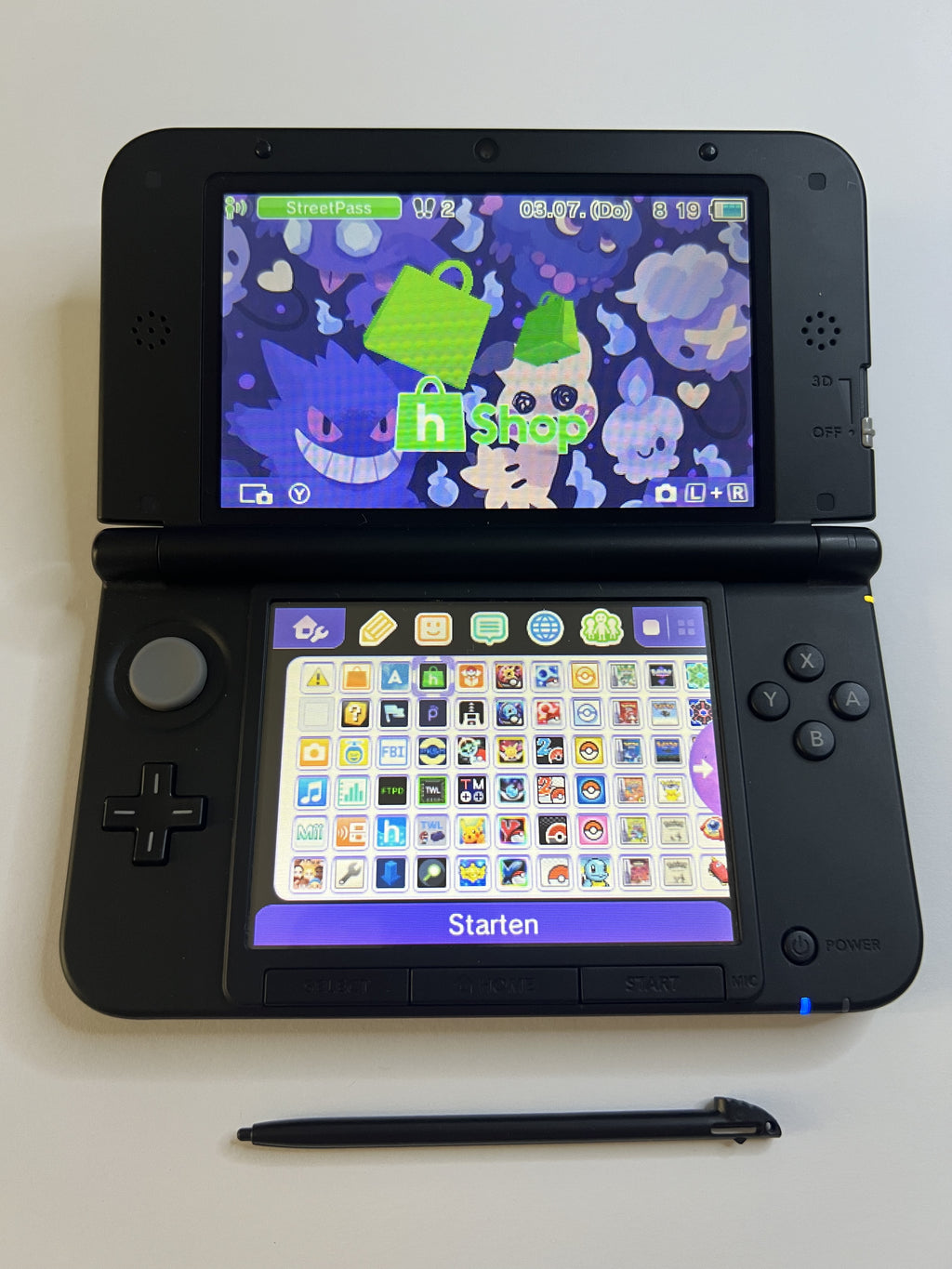 Nintendo 3DS XL Konsole schwarz mit 128GB, Pokemon Bank, Poke Mover & vielen Extras