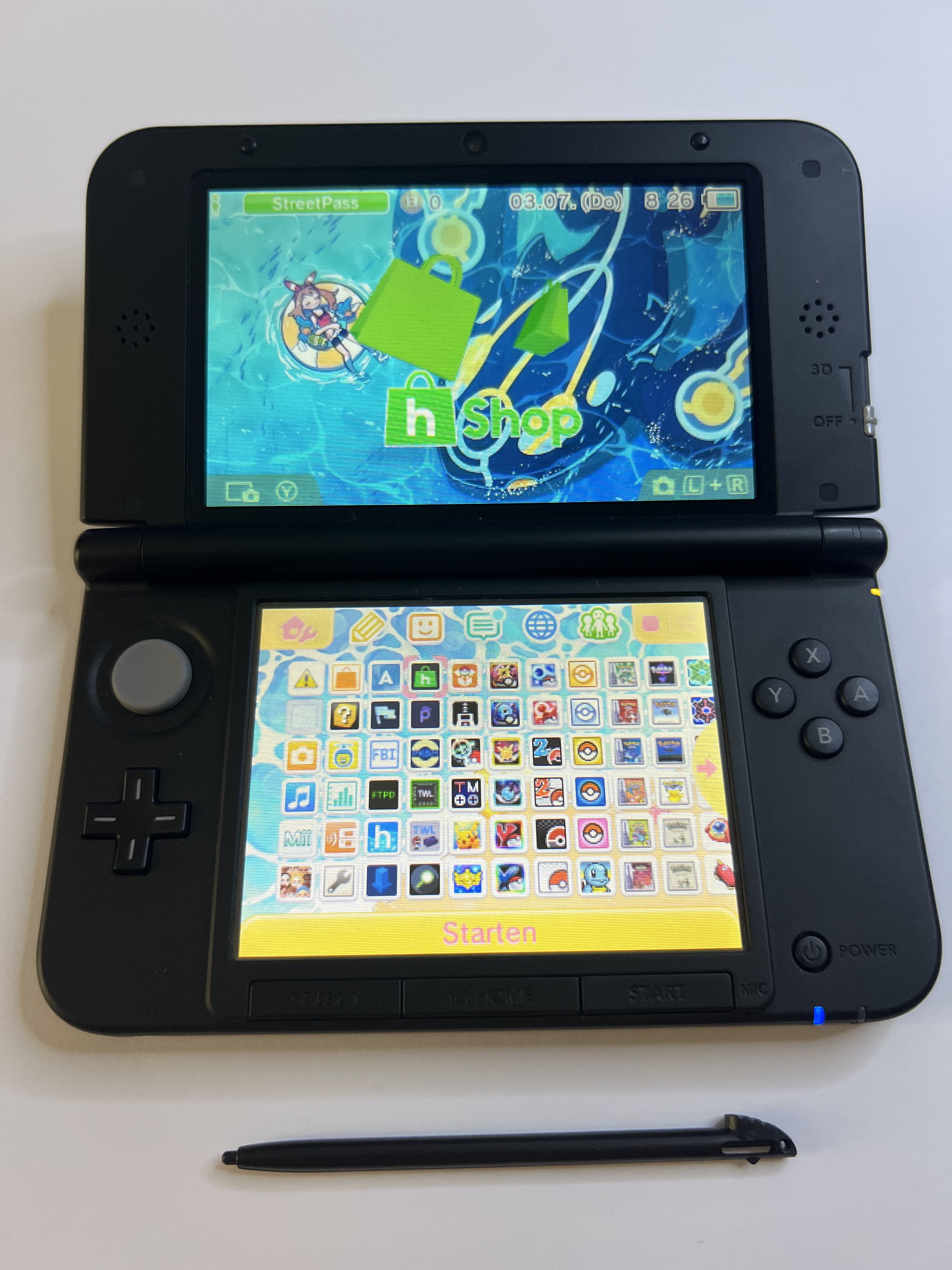 Nintendo 3DS XL Konsole in blau mit 128GB, Pokemon Bank, Poke Mover & vielen Extras