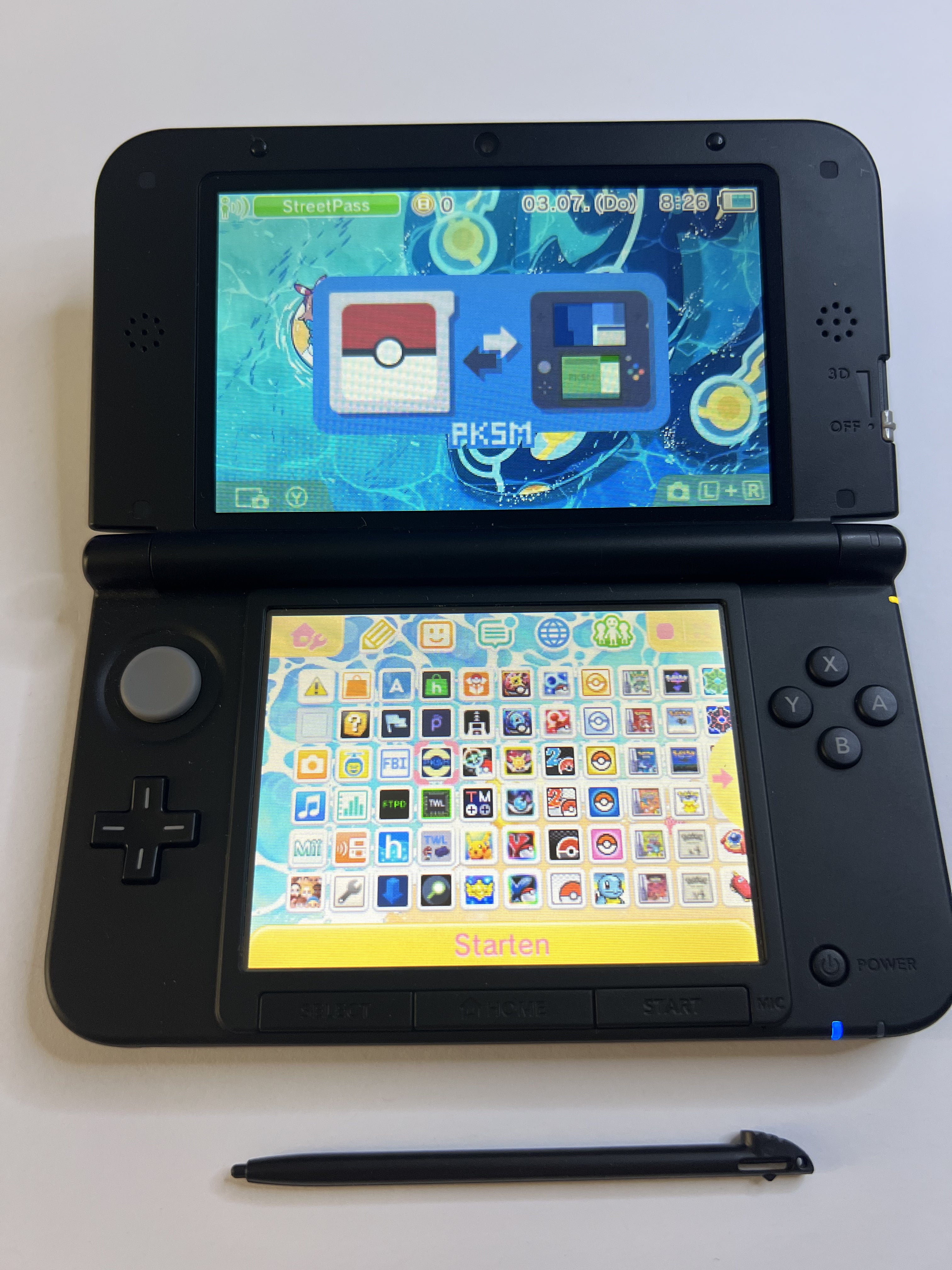 Nintendo 3DS XL Konsole in blau mit 128GB, Pokemon Bank, Poke Mover & vielen Extras