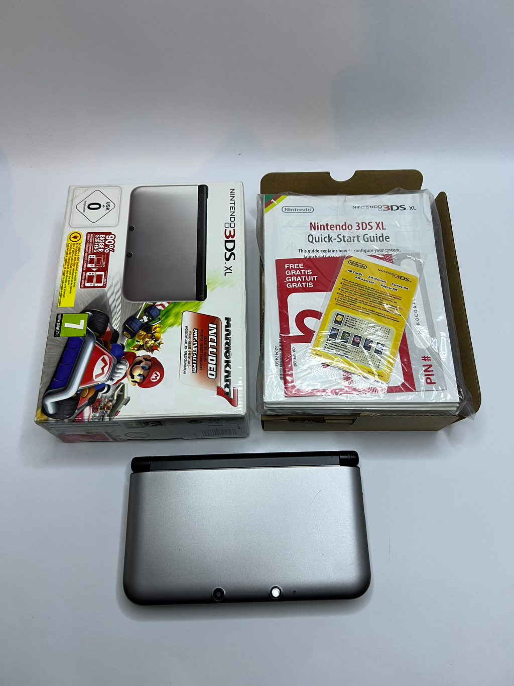 Nintendo 3DS XL Konsole silber in OVP mit 128GB, Pokemon Bank, Poke Mover & vielen Extras