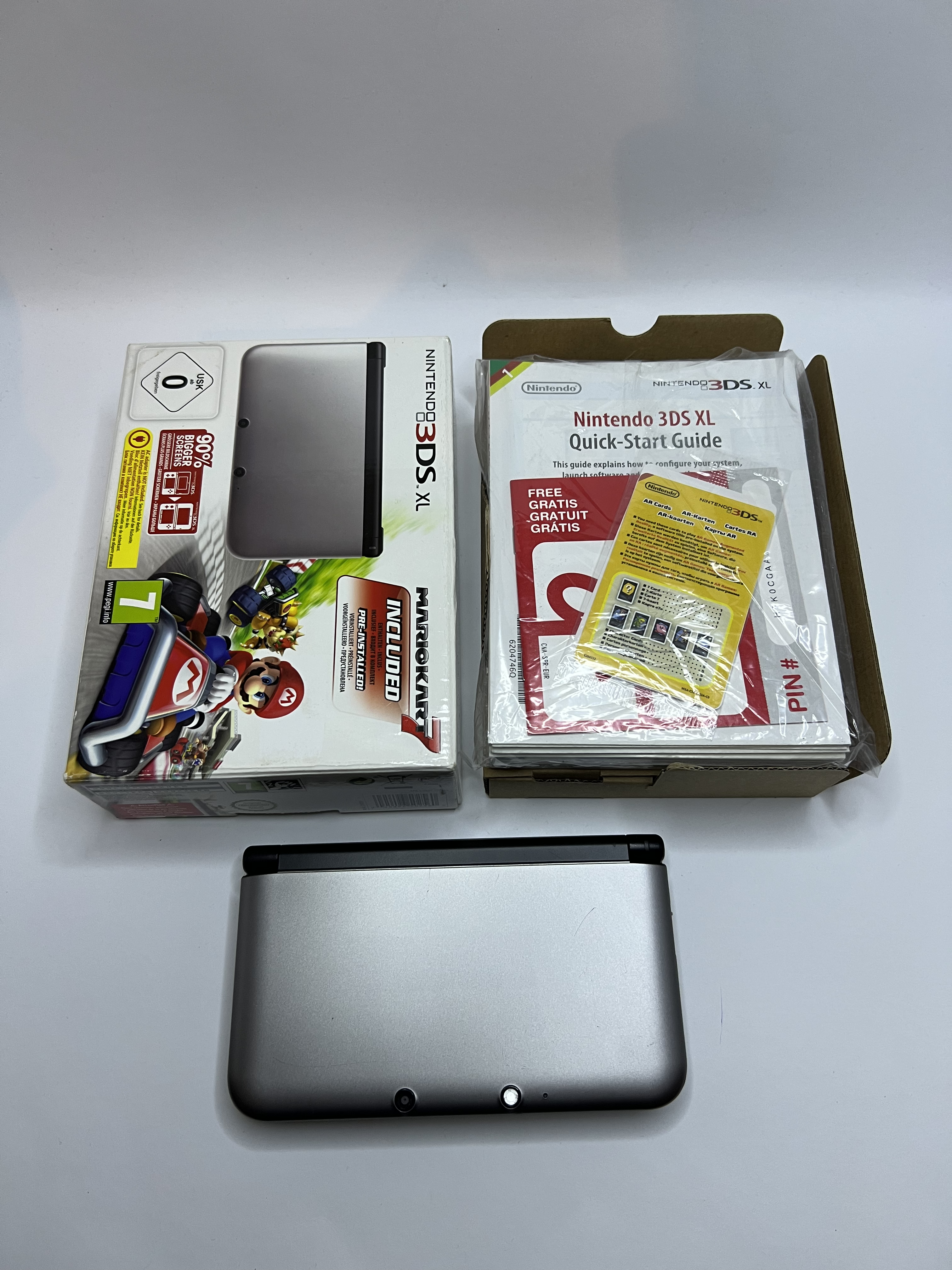 Nintendo 3DS XL Konsole silber in OVP mit 128GB, Pokemon Bank, Poke Mover & vielen Extras