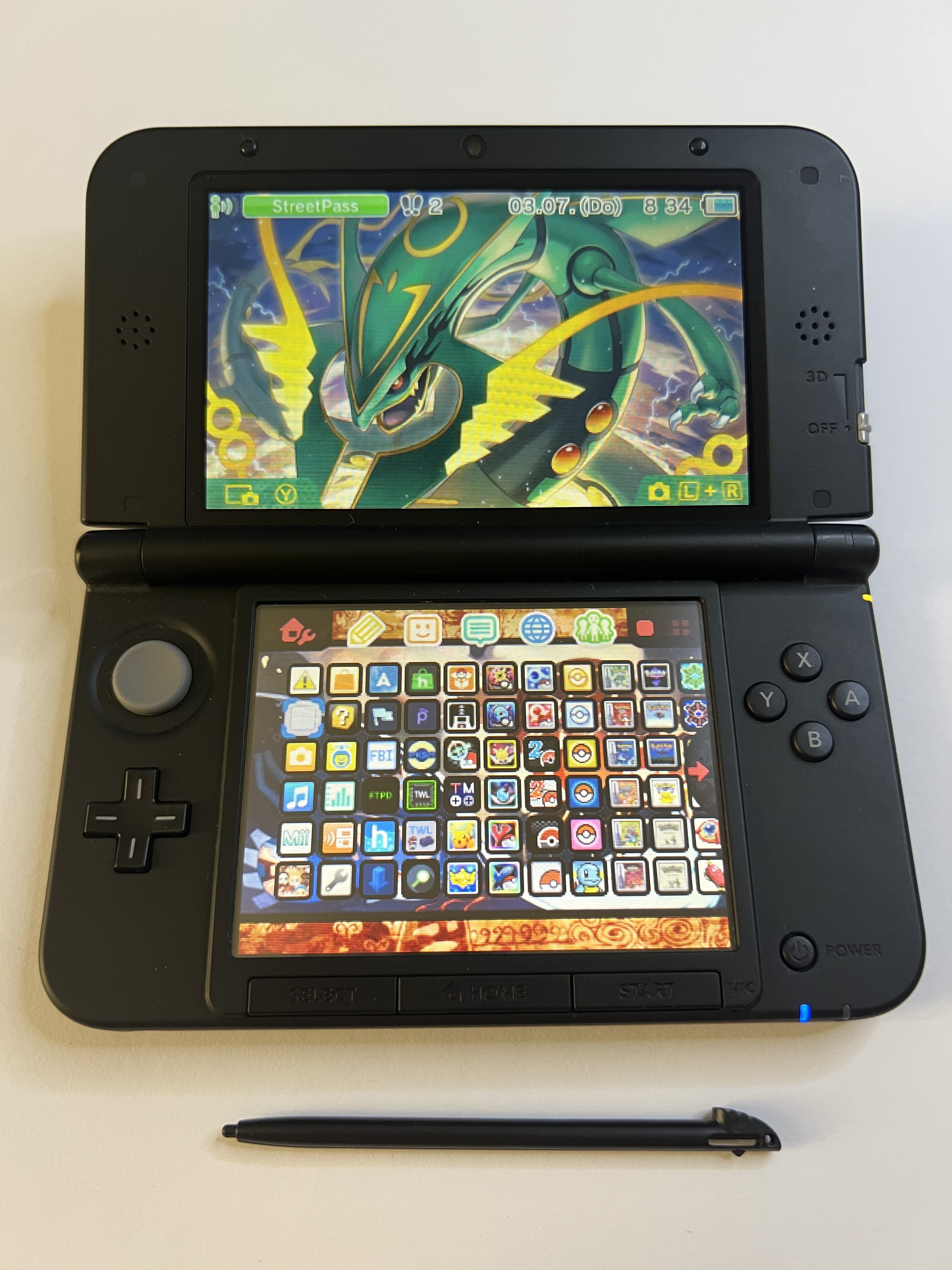 Nintendo 3DS XL Konsole silber in OVP CIB mit 128GB, Pokemon Bank, Poke Mover & vielen Extras