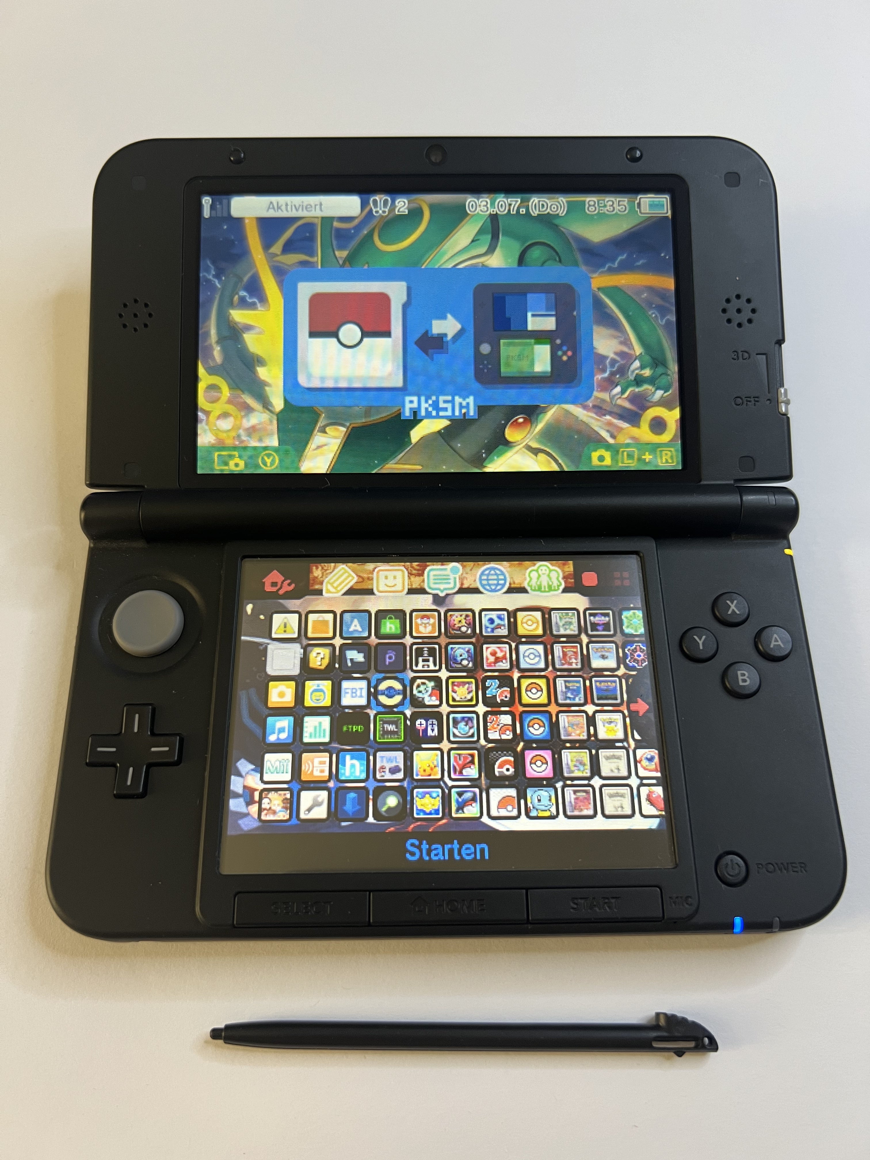 Nintendo 3DS XL Konsole silber in OVP mit 128GB, Pokemon Bank, Poke Mover & vielen Extras