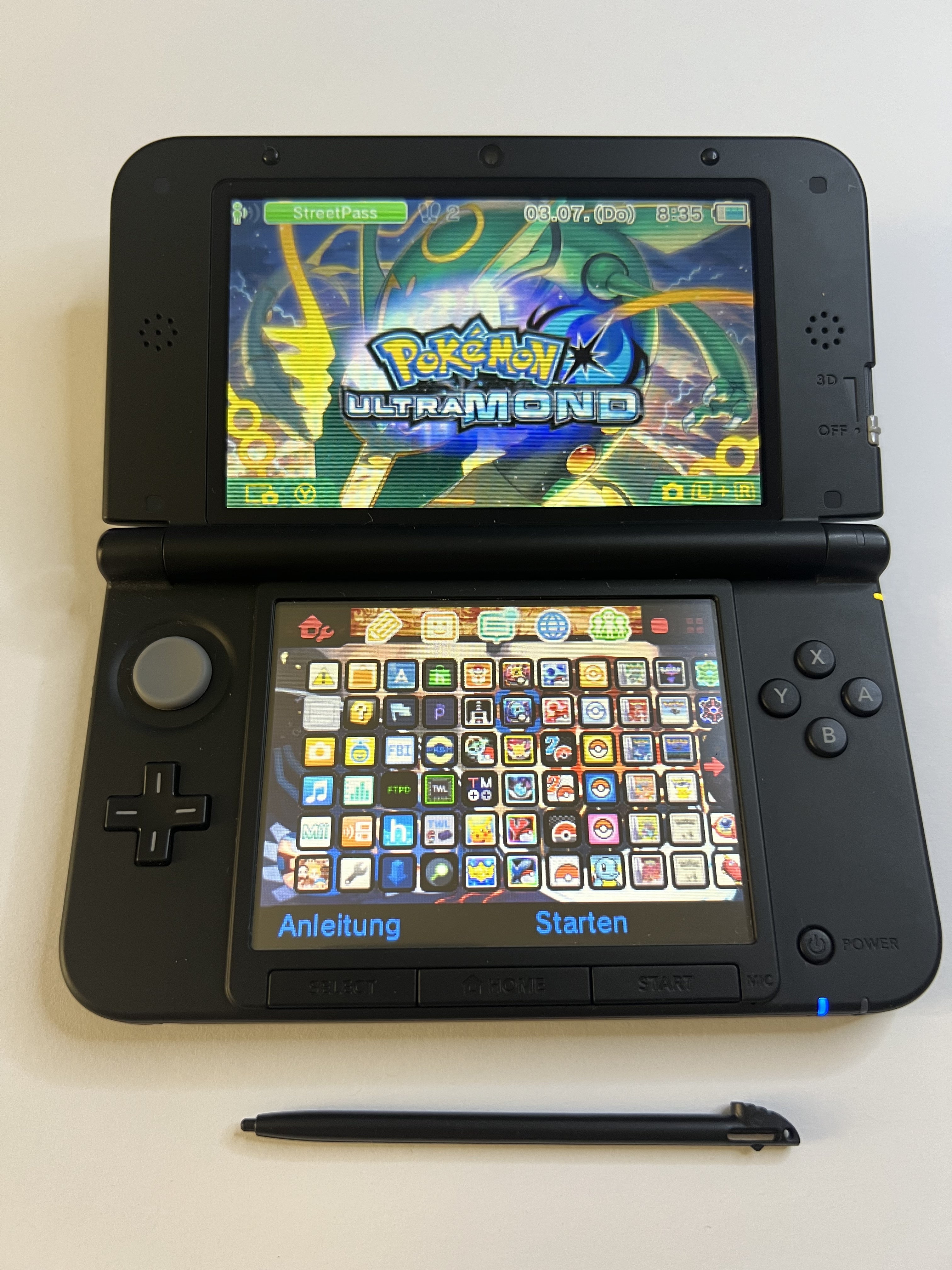 Nintendo 3DS XL Konsole silber in OVP CIB mit 128GB, Pokemon Bank, Poke Mover & vielen Extras
