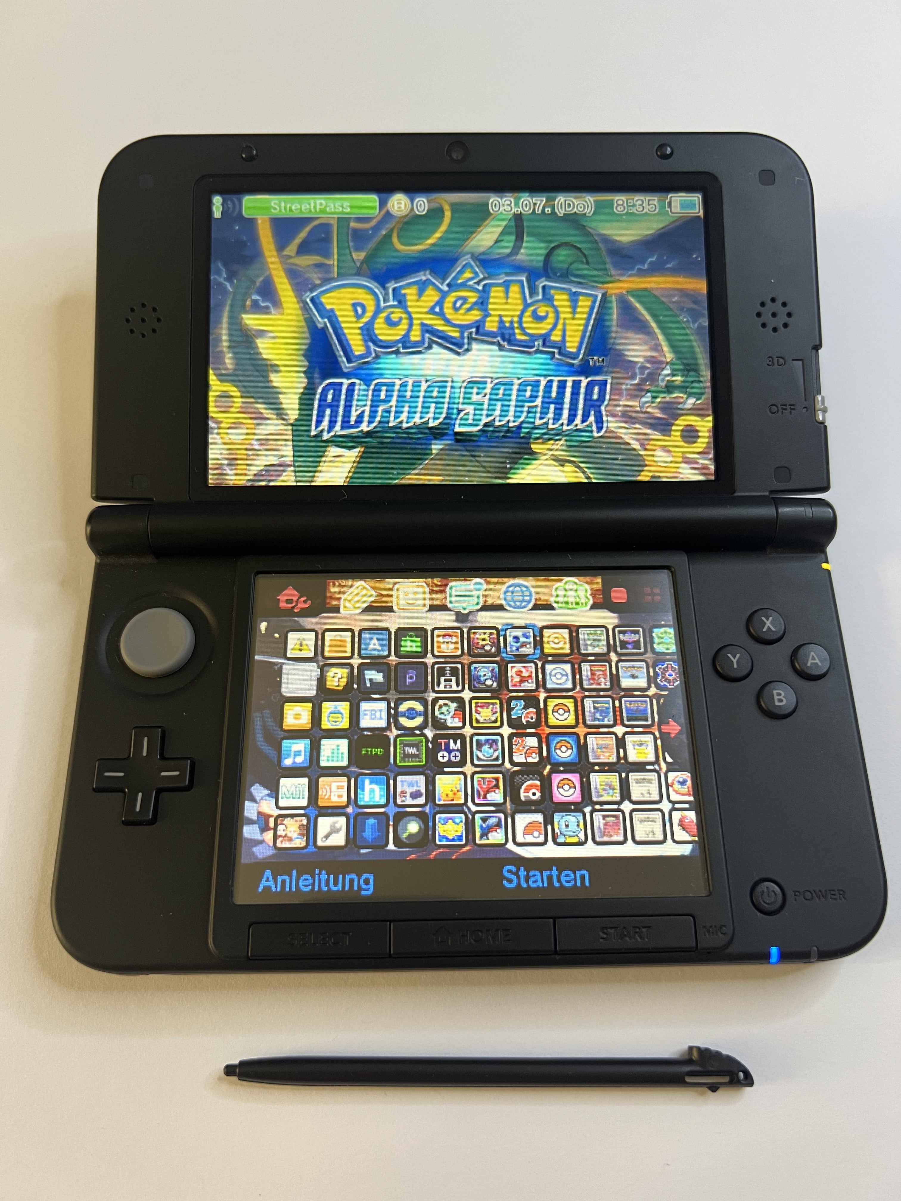Nintendo 3DS XL Konsole silber in OVP CIB mit 128GB, Pokemon Bank, Poke Mover & vielen Extras