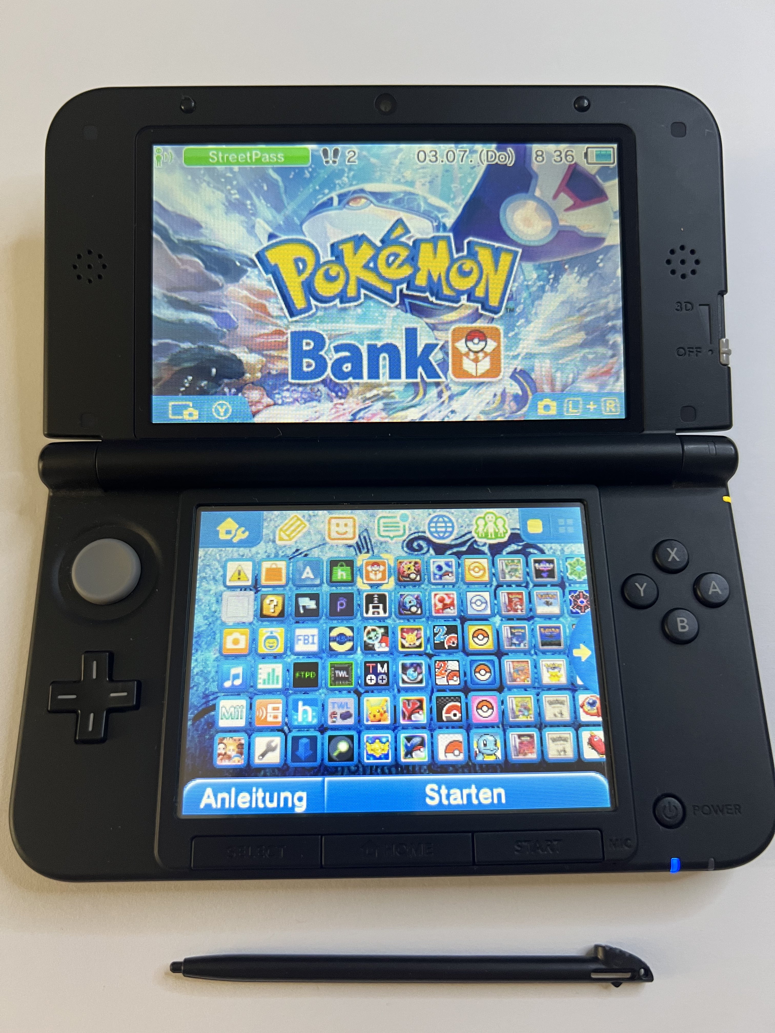 Nintendo 3DS XL Konsole in blau mit 128GB, Pokemon Bank, Poke Mover & vielen Extras