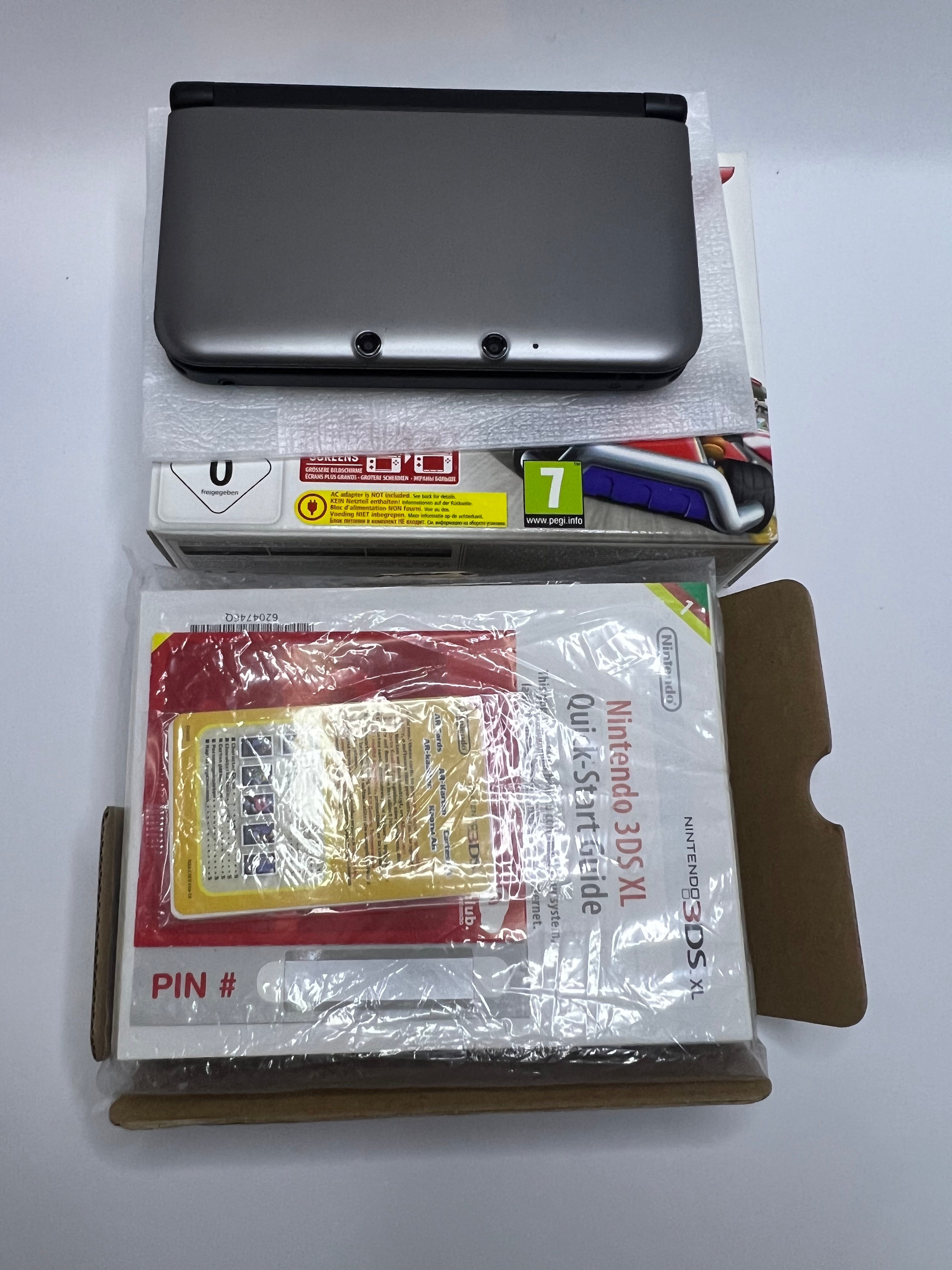 Nintendo 3DS XL Konsole silber in OVP CIB mit 128GB, Pokemon Bank, Poke Mover & vielen Extras