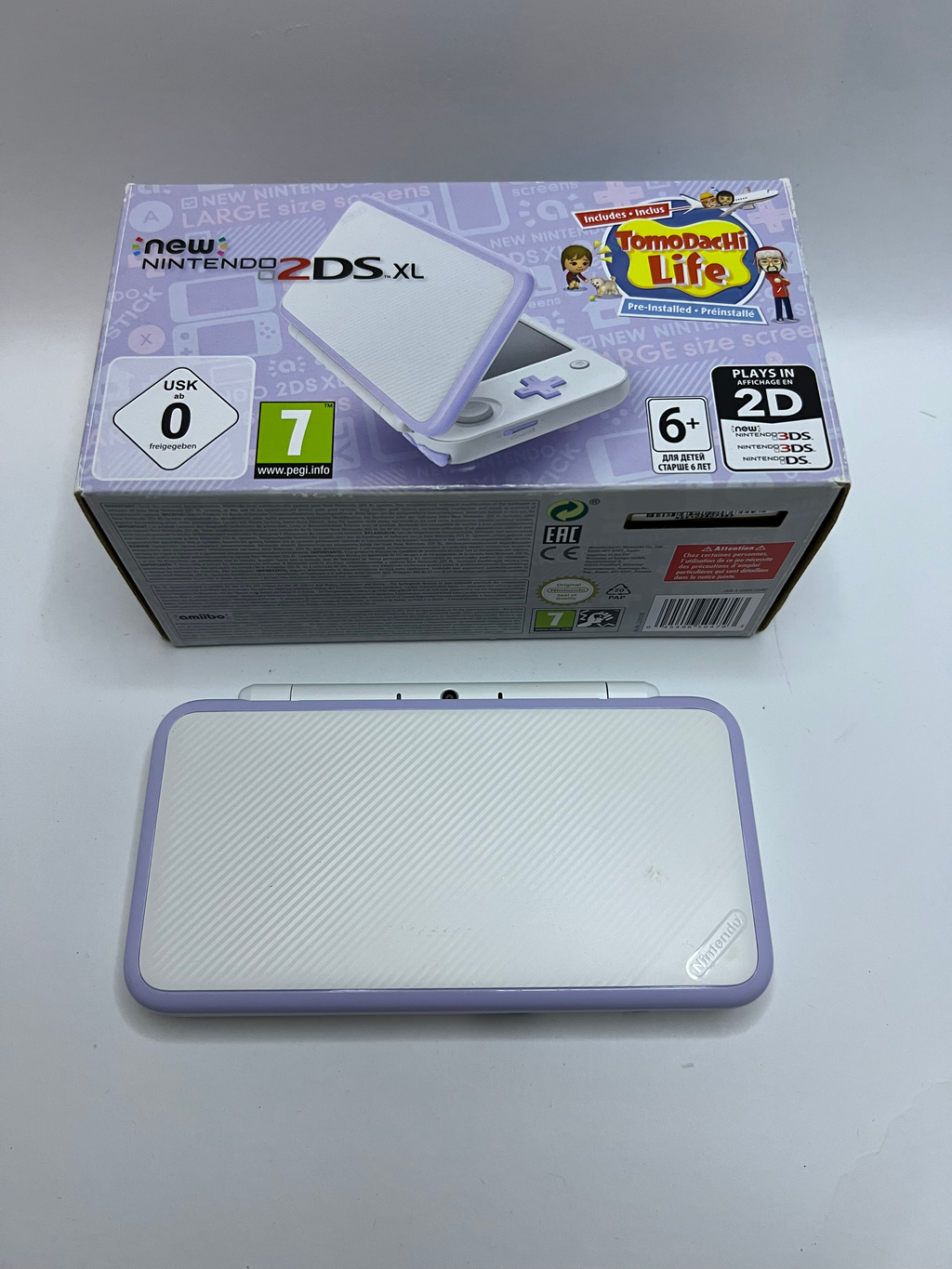 Nintendo New 2DS XL Konsole weiß violett lavendel lila in OVP CIB mit 128GB, Pokemon Bank, Poke Mover & vielen Extras