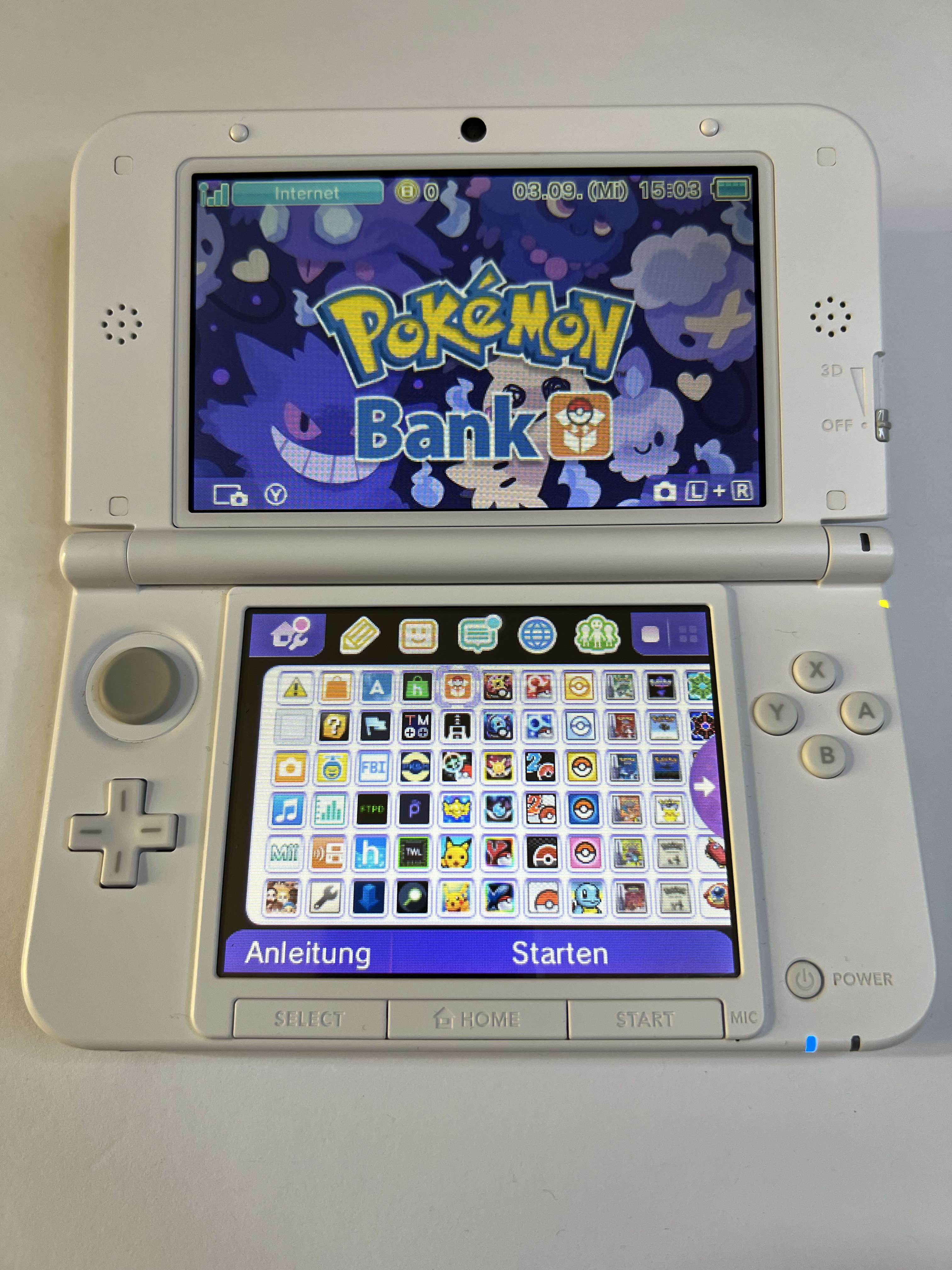 Nintendo 3DS XL Konsole weiß mit 128GB, Pokemon Bank, Poke Mover & vielen Extras