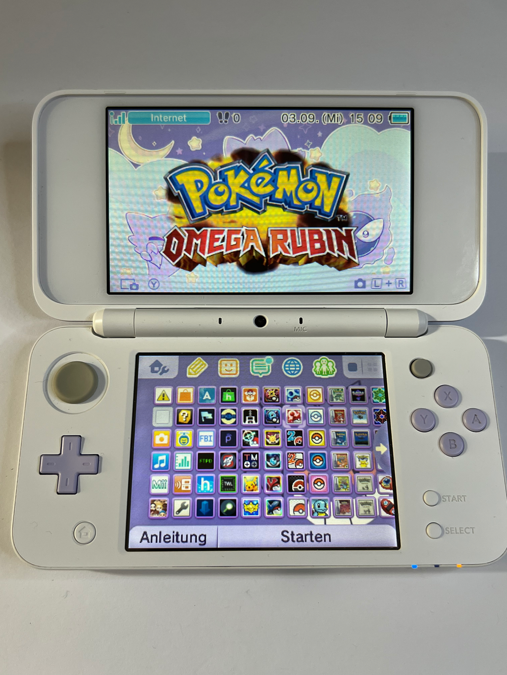 Nintendo New 2DS XL Konsole in weiß lavendel lila mit 128GB, Pokemon Bank, Poke Mover & vielen Extras