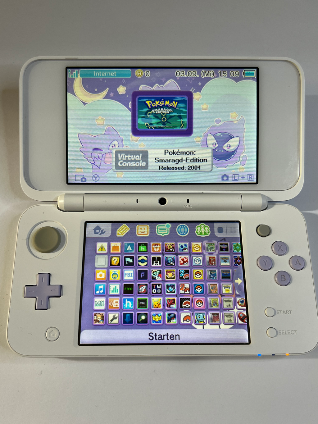 Nintendo New 2DS XL Konsole in weiß lavendel lila mit 128GB, Pokemon Bank, Poke Mover & vielen Extras