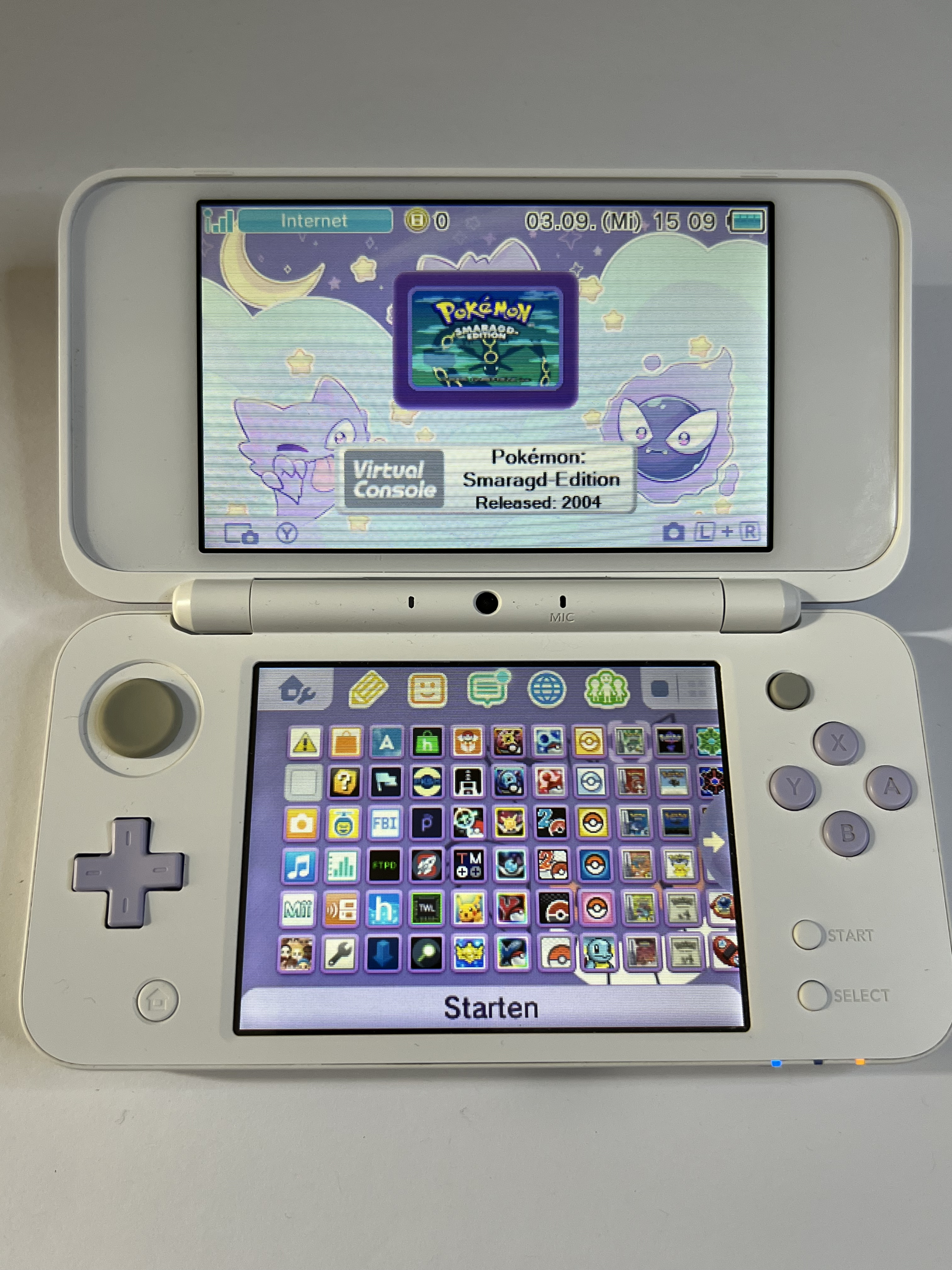 Nintendo New 2DS XL Konsole in weiß lavendel lila mit 128GB, Pokemon Bank, Poke Mover & vielen Extras