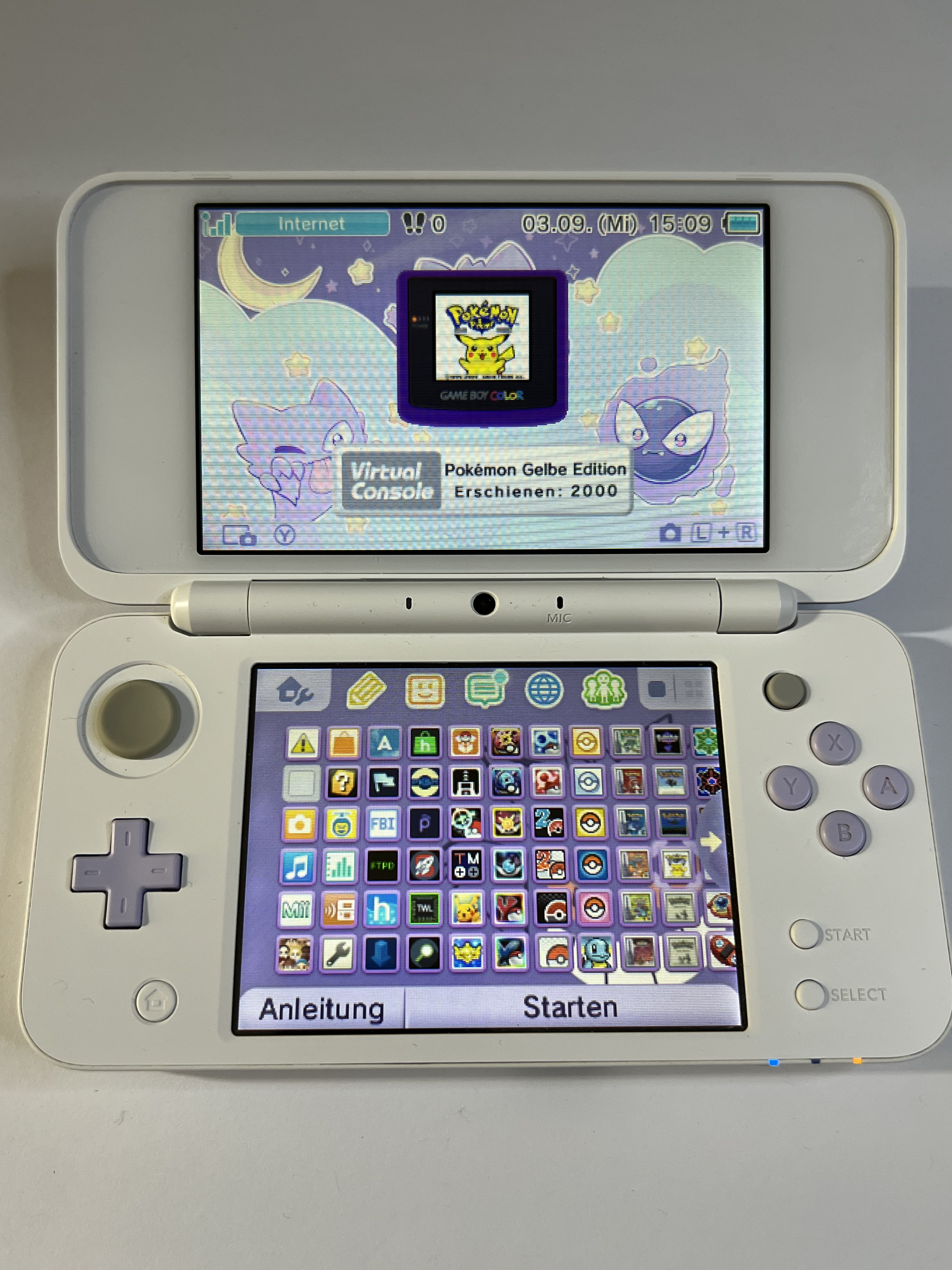 Nintendo New 2DS XL Konsole in weiß lavendel lila mit 128GB, Pokemon Bank, Poke Mover & vielen Extras