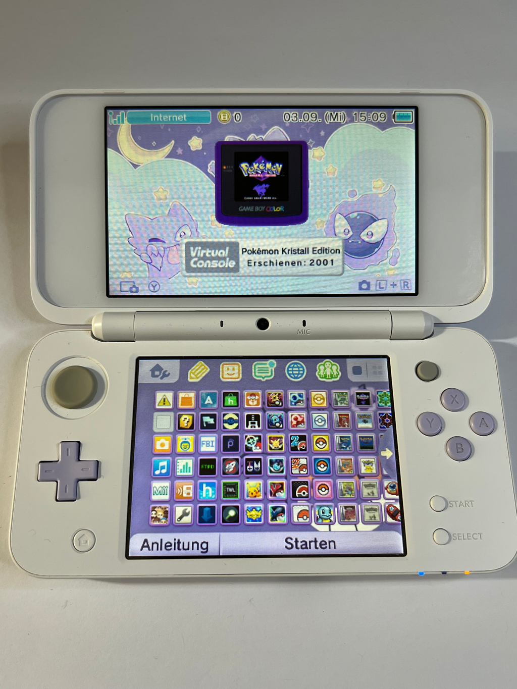 Nintendo New 2DS XL Konsole in weiß lavendel lila mit 128GB, Pokemon Bank, Poke Mover & vielen Extras