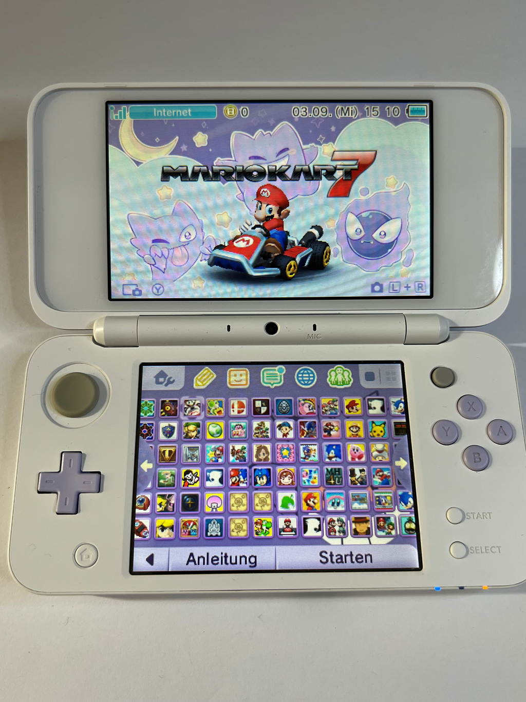 Nintendo New 2DS XL Konsole in weiß lavendel lila mit 128GB, Pokemon Bank, Poke Mover & vielen Extras
