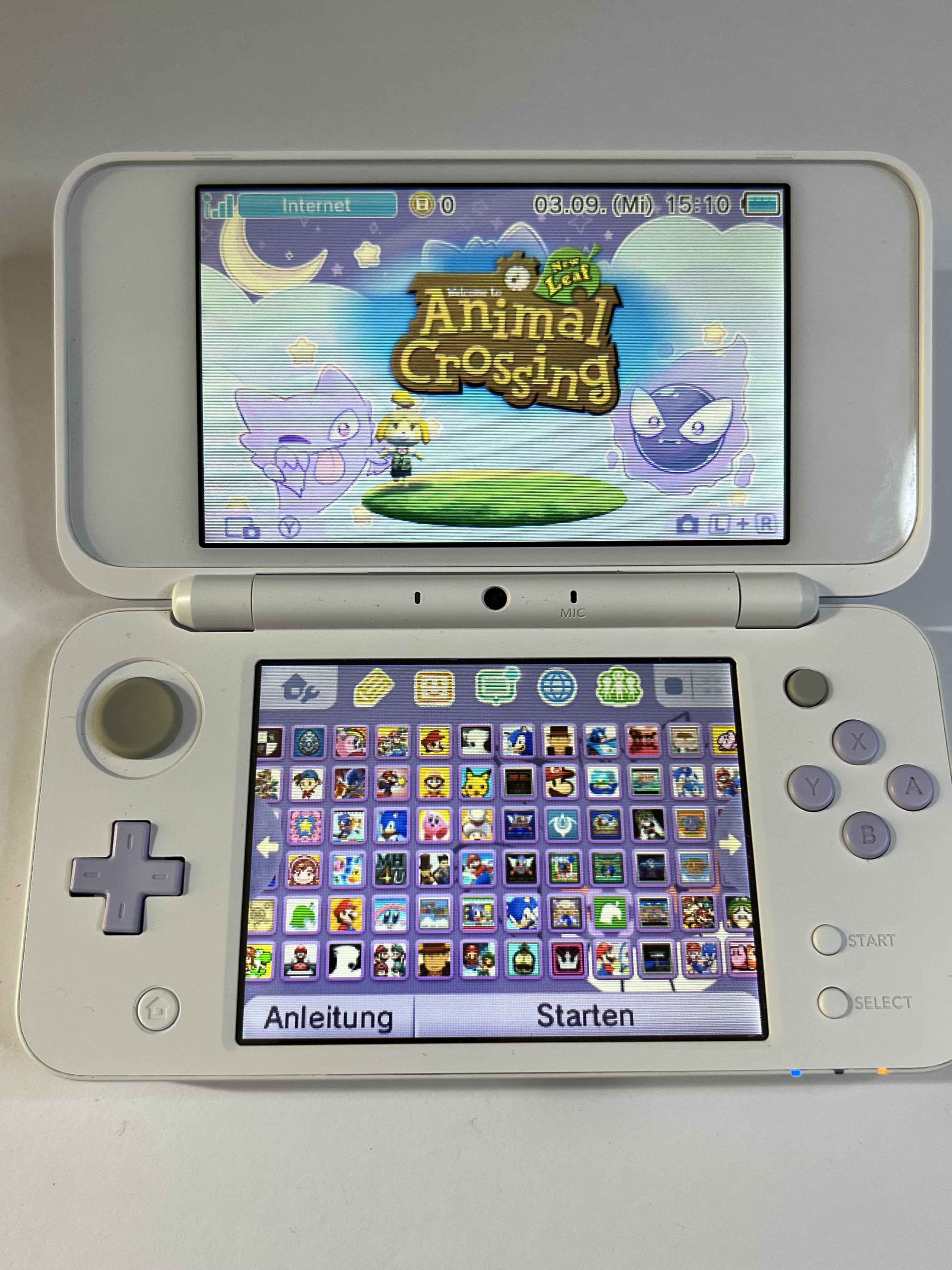Nintendo New 2DS XL Konsole in weiß lavendel lila mit 128GB, Pokemon Bank, Poke Mover & vielen Extras