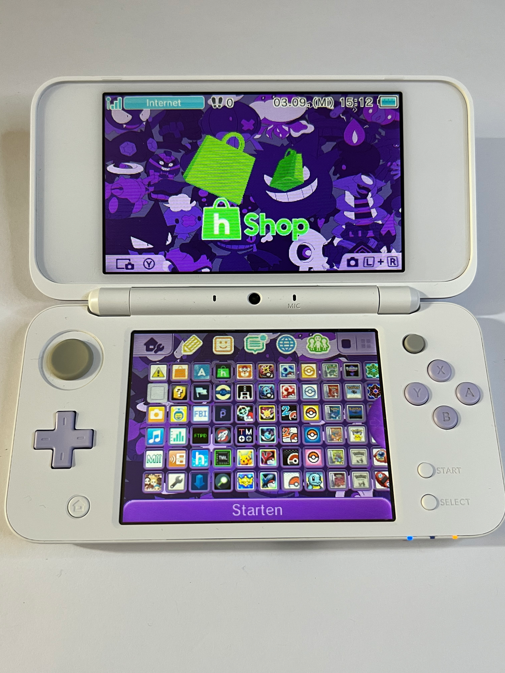 Nintendo New 2DS XL Konsole weiß violett lavendel lila in OVP CIB mit 128GB, Pokemon Bank, Poke Mover & vielen Extras