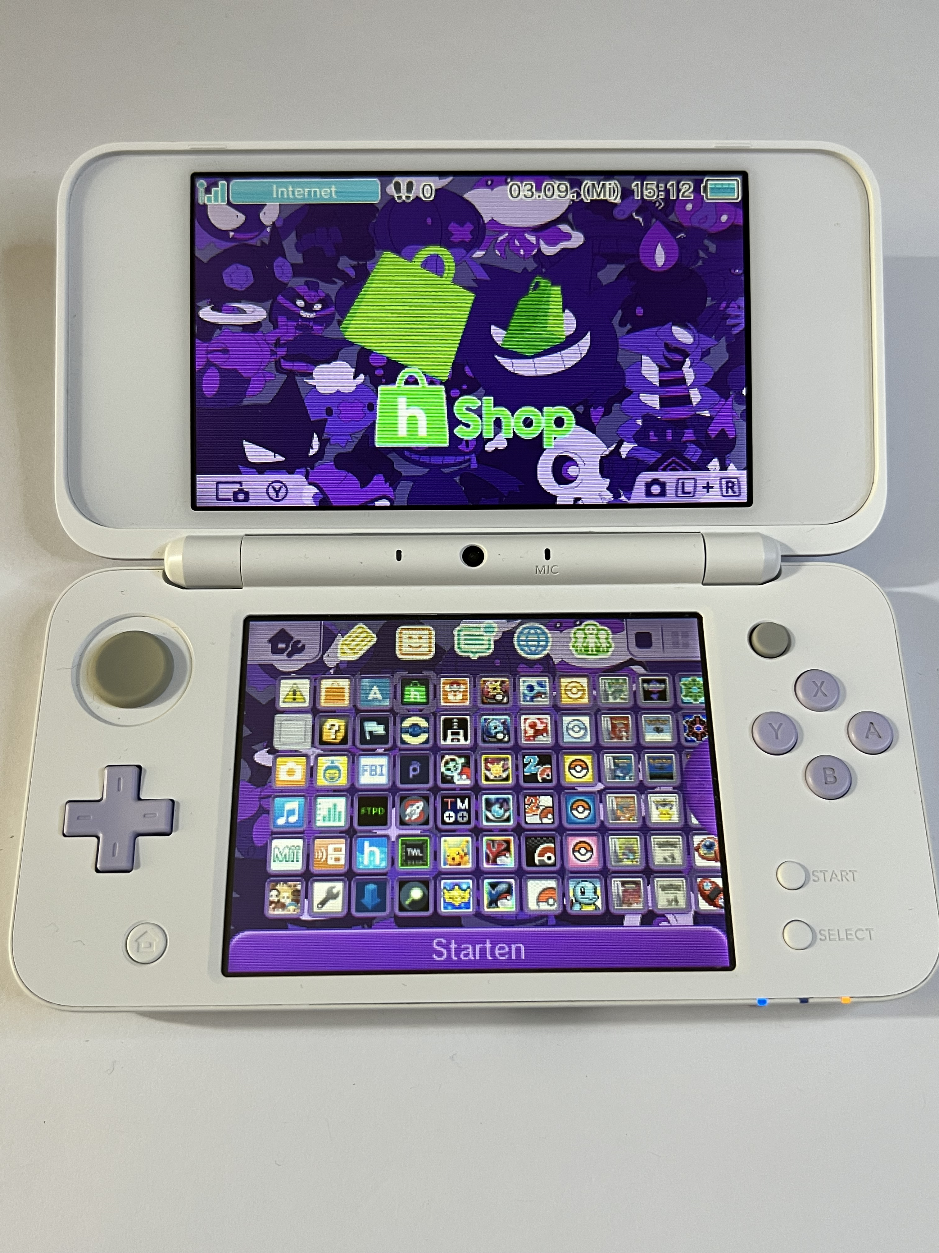 Nintendo New 2DS XL Konsole weiß violett lavendel lila in OVP CIB mit 128GB, Pokemon Bank, Poke Mover & vielen Extras