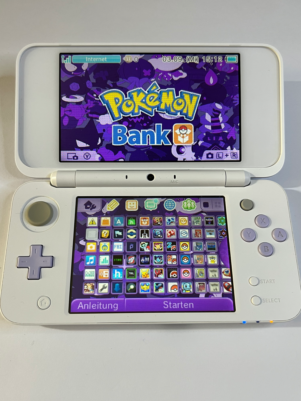 Nintendo New 2DS XL Konsole weiß violett lavendel lila in OVP CIB mit 128GB, Pokemon Bank, Poke Mover & vielen Extras