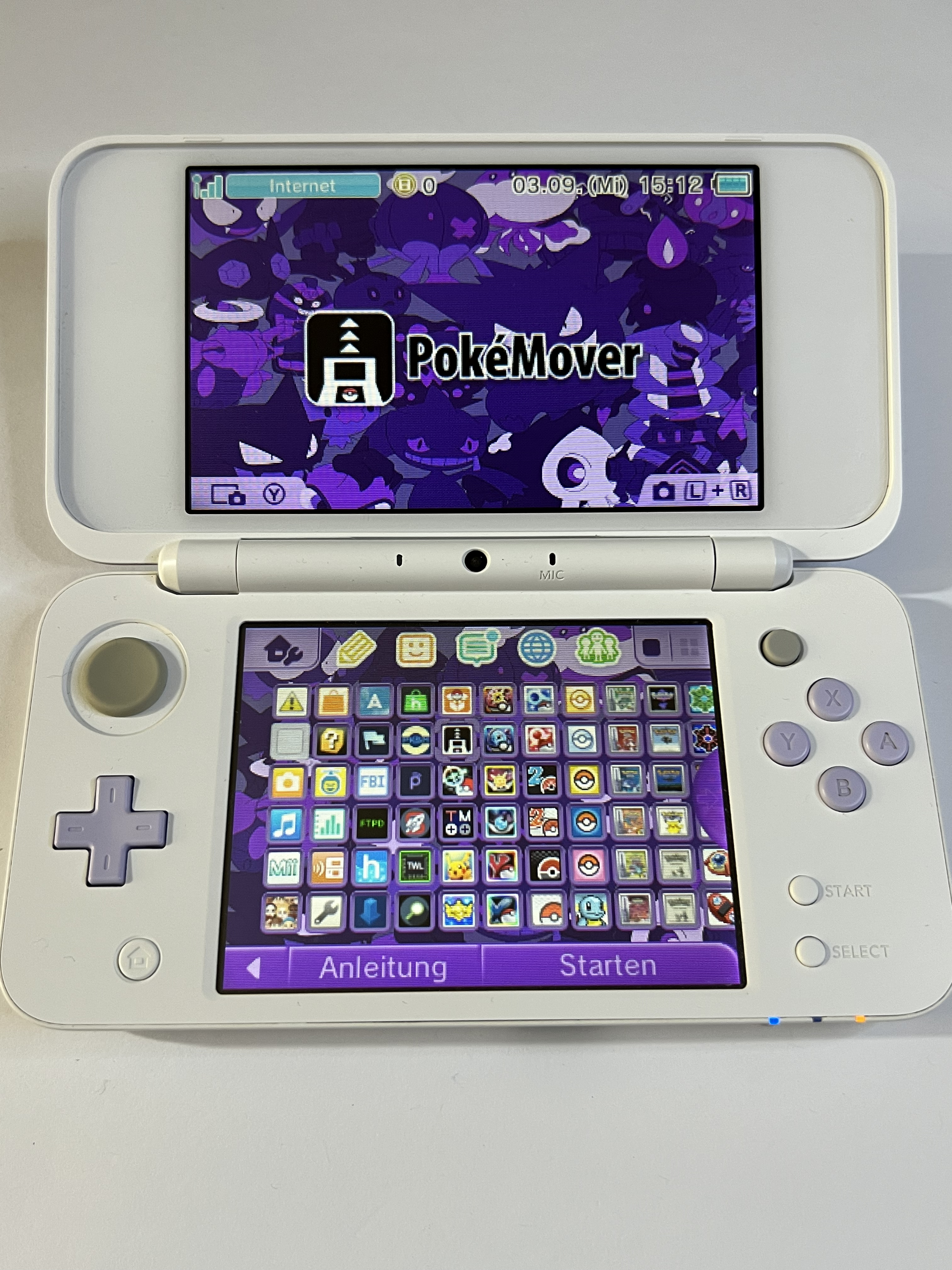 Nintendo New 2DS XL Konsole weiß violett lavendel lila in OVP CIB mit 128GB, Pokemon Bank, Poke Mover & vielen Extras