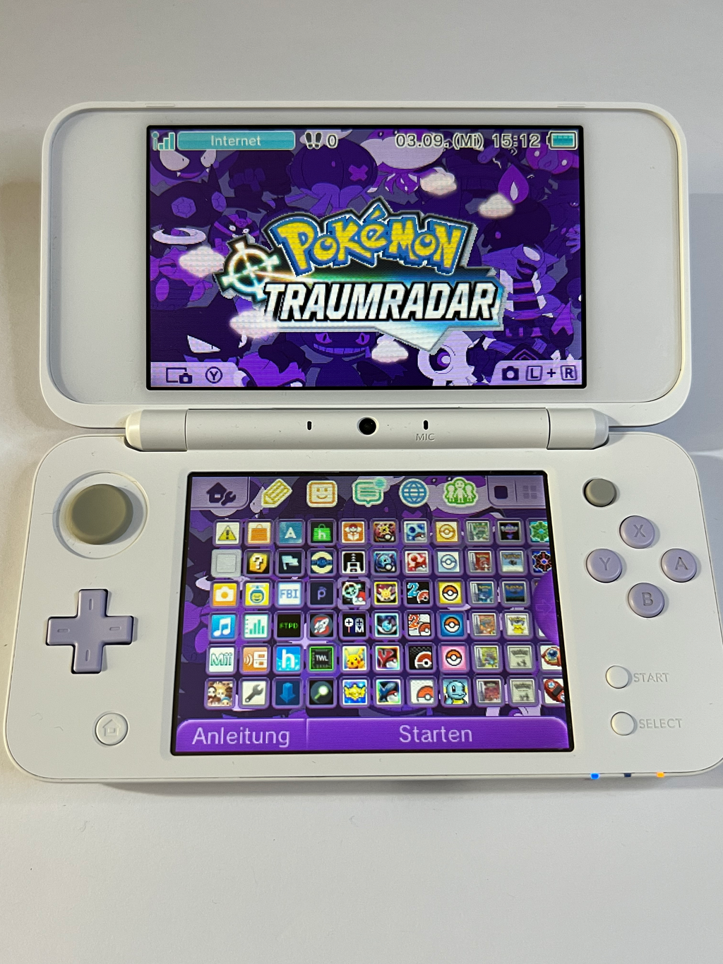 Nintendo New 2DS XL Konsole weiß violett lavendel lila in OVP CIB mit 128GB, Pokemon Bank, Poke Mover & vielen Extras
