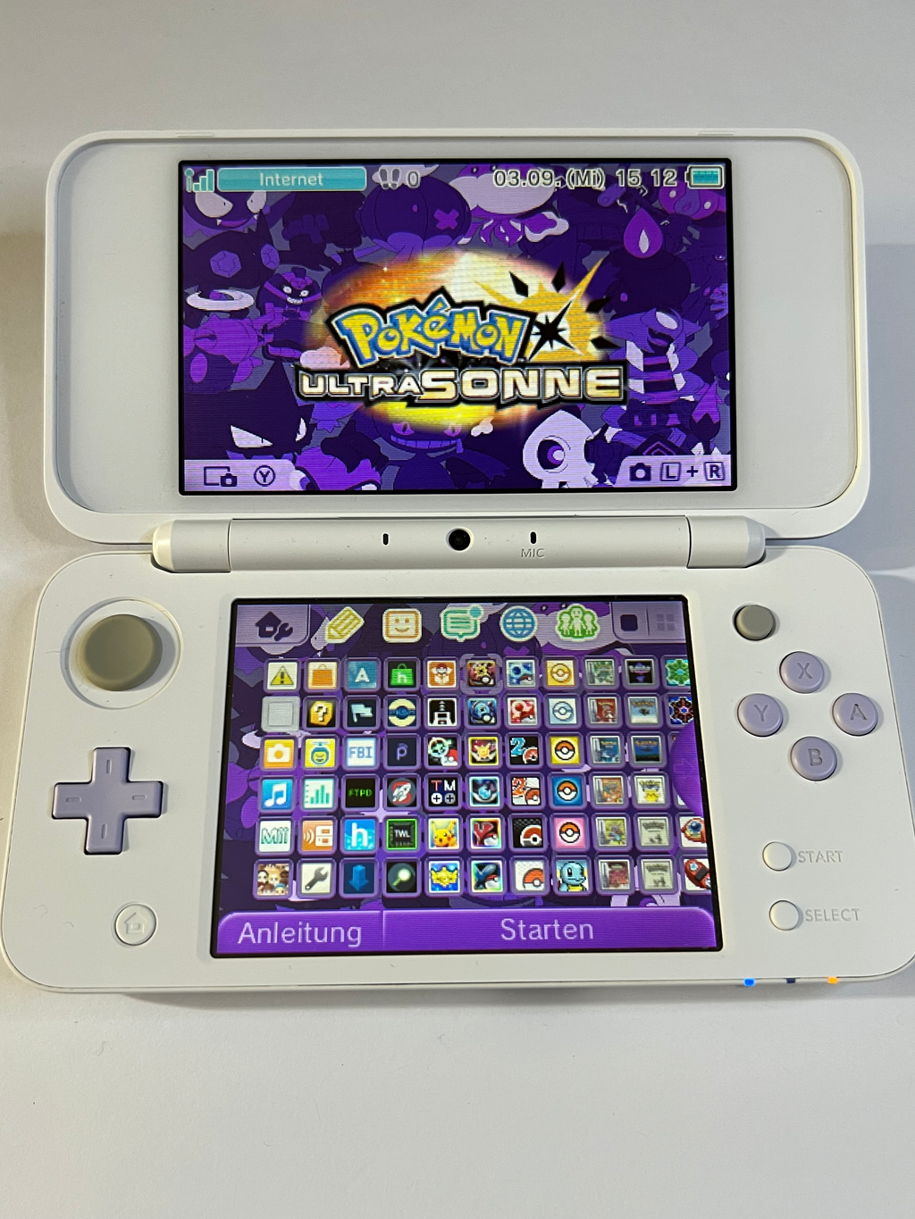 Nintendo New 2DS XL Konsole weiß violett lavendel lila in OVP CIB mit 128GB, Pokemon Bank, Poke Mover & vielen Extras