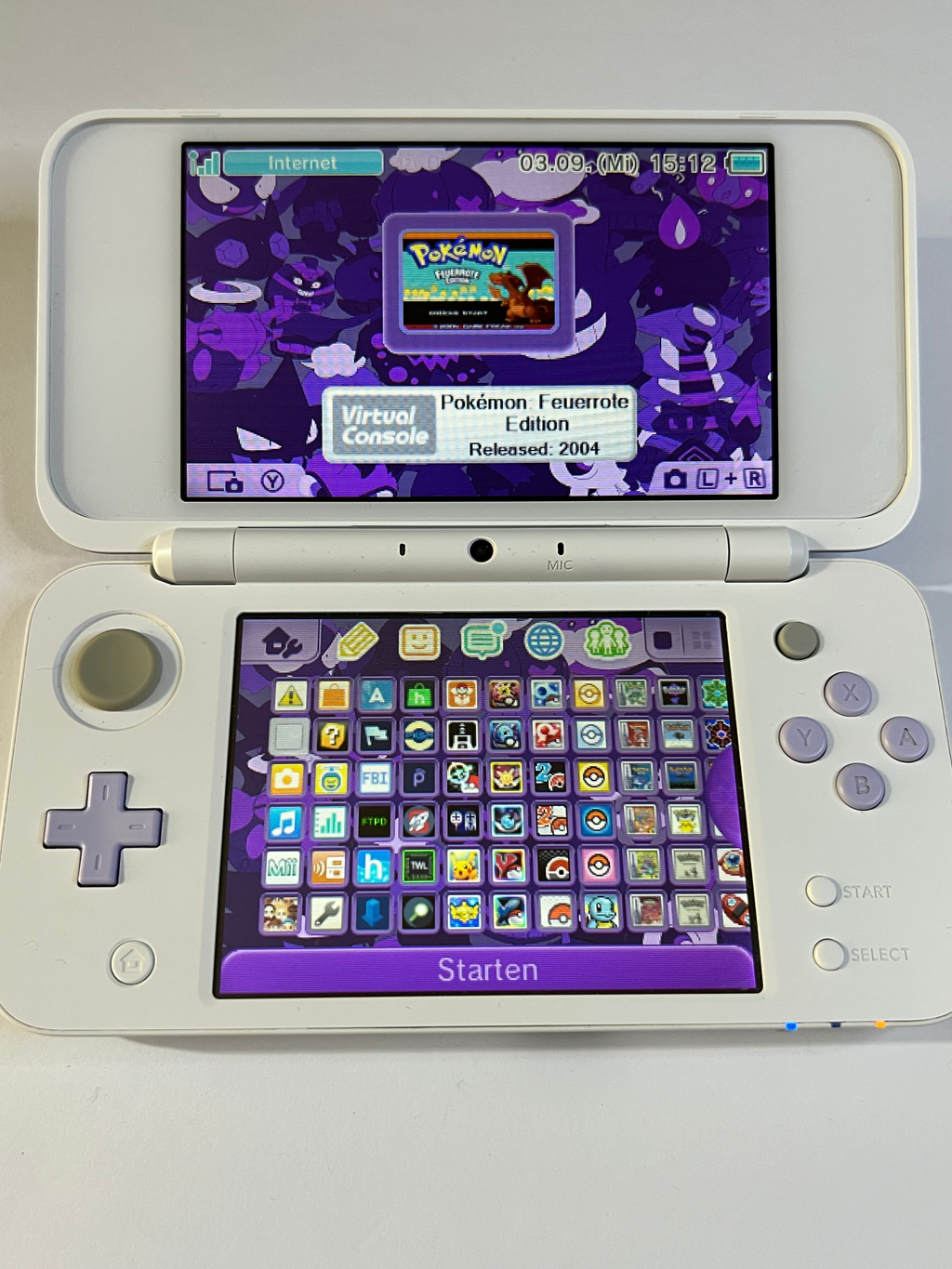 Nintendo New 2DS XL Konsole weiß violett lavendel lila in OVP CIB mit 128GB, Pokemon Bank, Poke Mover & vielen Extras
