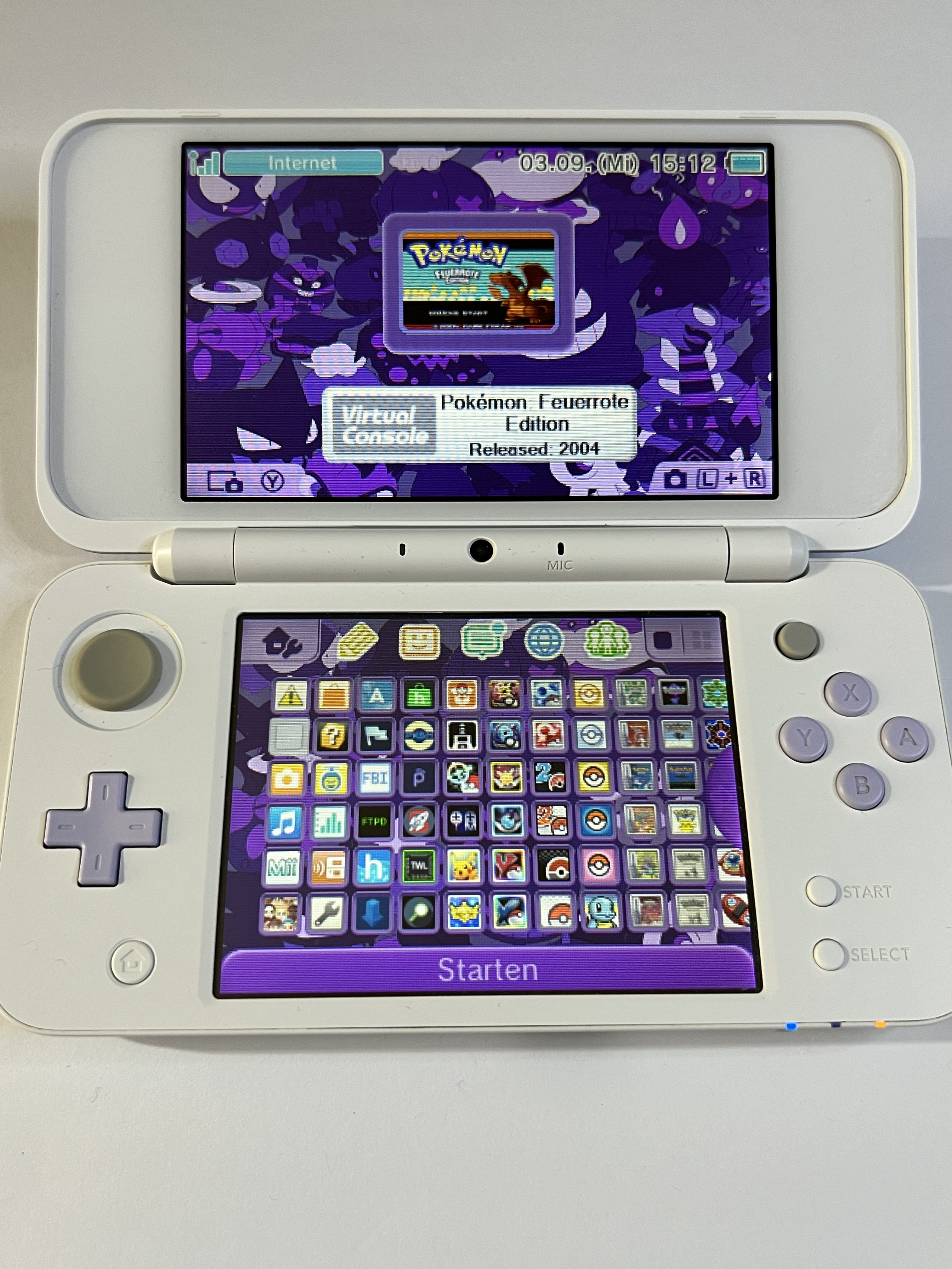 Nintendo New 2DS XL Konsole weiß violett lavendel lila in OVP CIB mit 128GB, Pokemon Bank, Poke Mover & vielen Extras