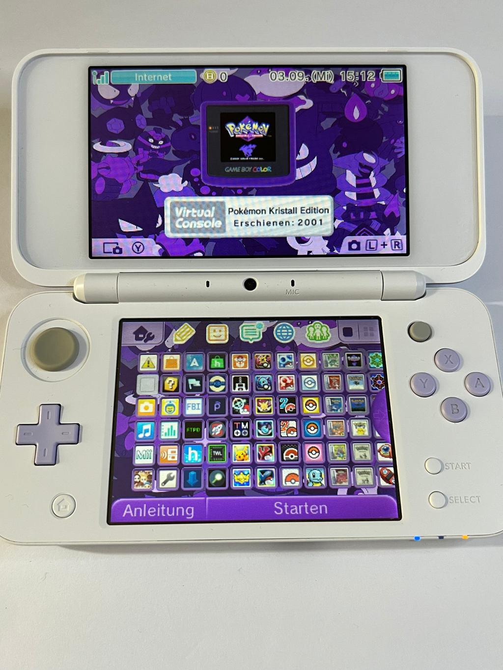 Nintendo New 2DS XL Konsole weiß violett lavendel lila in OVP CIB mit 128GB, Pokemon Bank, Poke Mover & vielen Extras