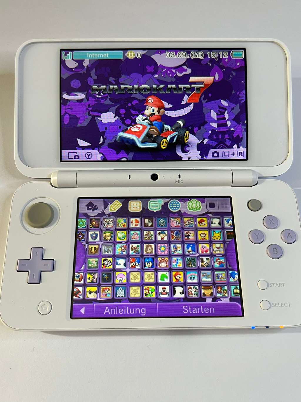 Nintendo New 2DS XL Konsole weiß violett lavendel lila in OVP CIB mit 128GB, Pokemon Bank, Poke Mover & vielen Extras