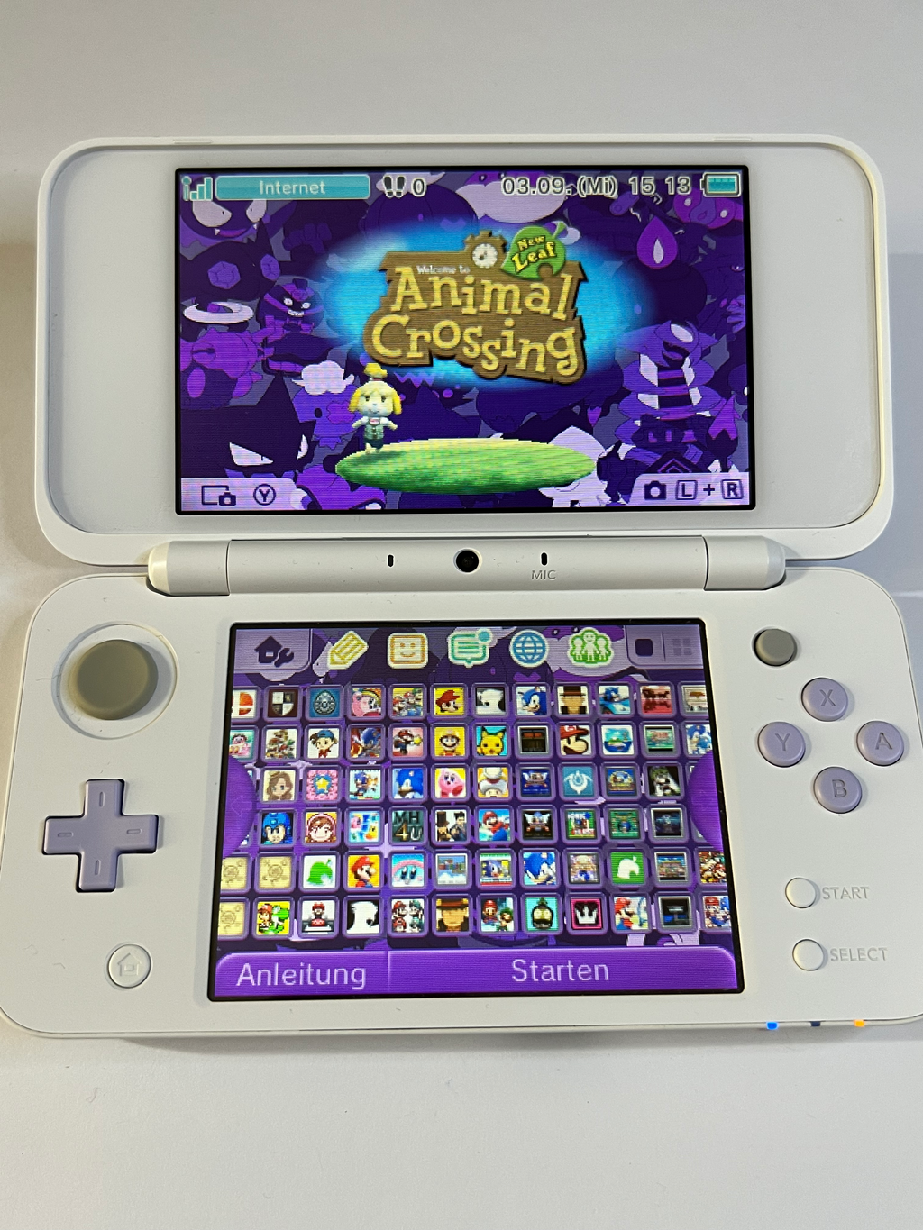 Nintendo New 2DS XL Konsole weiß violett lavendel lila in OVP CIB mit 128GB, Pokemon Bank, Poke Mover & vielen Extras