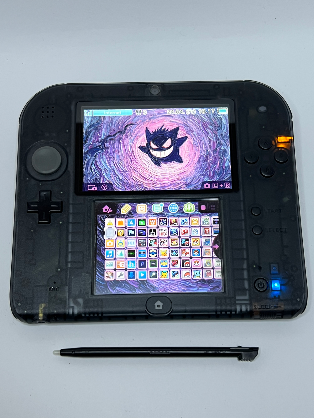 Nintendo 2DS Konsole schwarz transparent mit 128GB, Pokemon Bank, Poke Mover & vielen Extras